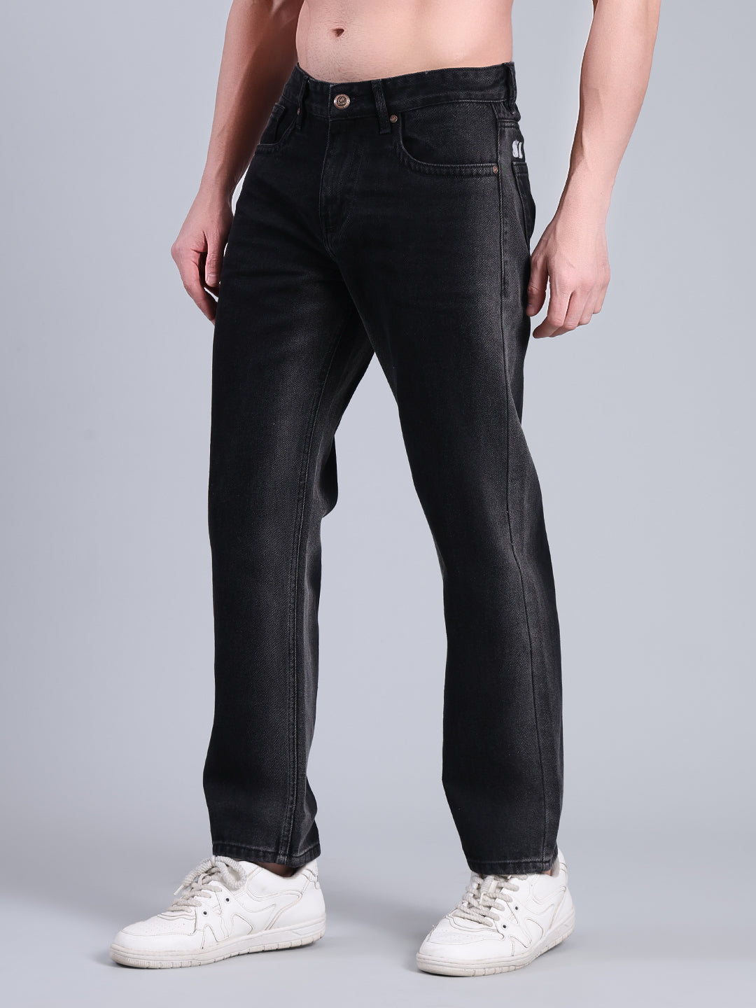 Stylox Men’s Relaxed Fit Black Jeans | Classic Washed Denim Jeans for Men | Mid-Rise Everyday Casual Wear