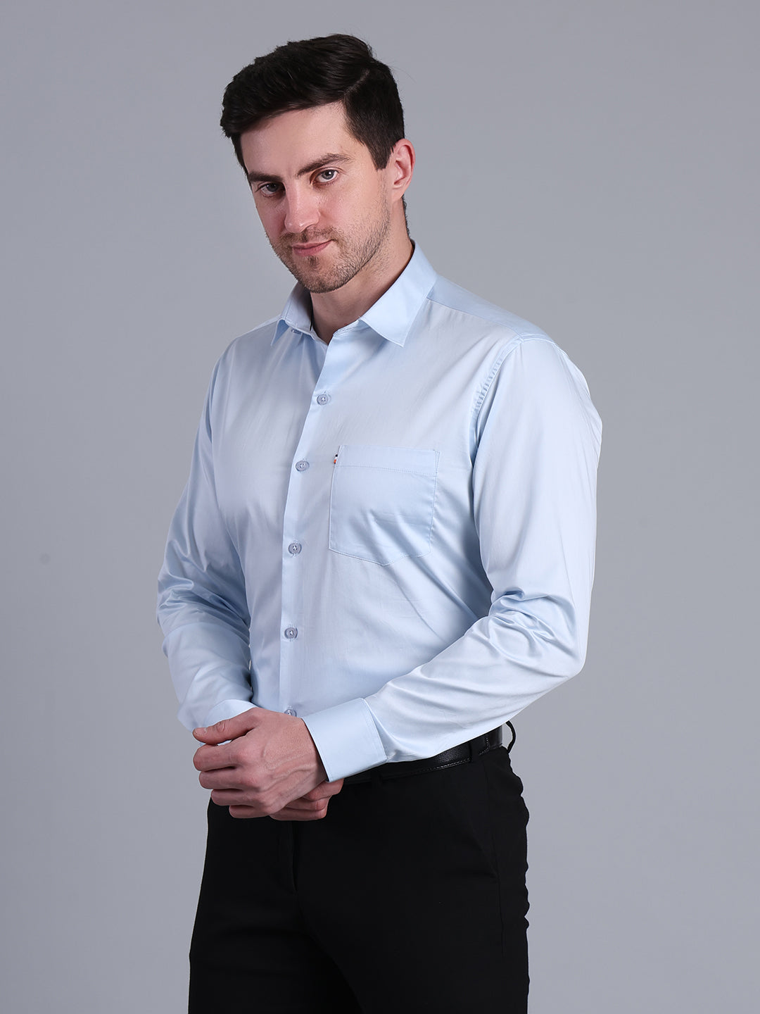 Stylox Men’s Slim Fit Satin Shirt | Premium Solid Formal Shirt for Office & Party Wear | Full Sleeve Smooth Finish Shirt - Stylox