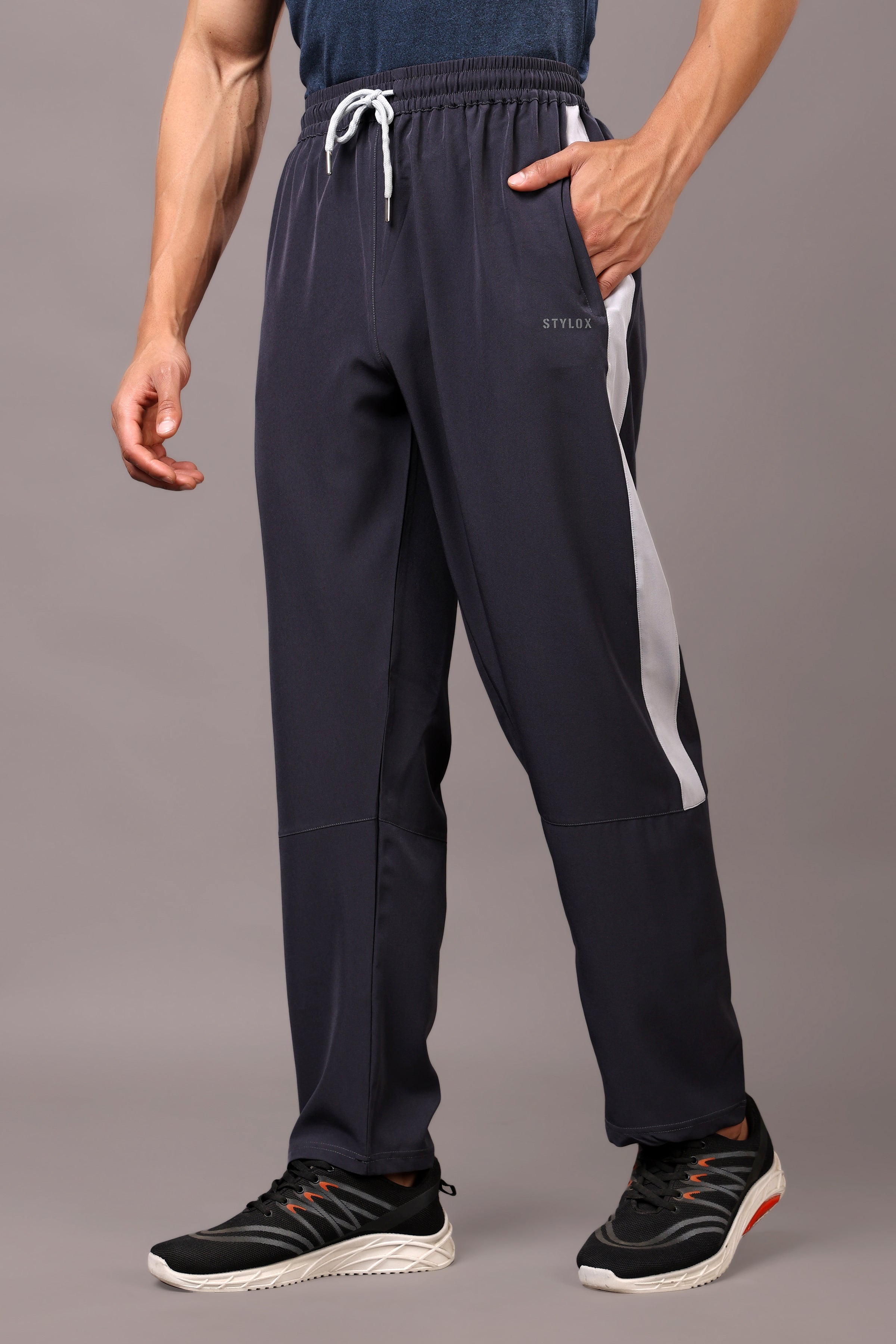 Stylox Classic Men’s Trackpants with Elastic Waist & Side Pockets (Dark Grey) - Stylox