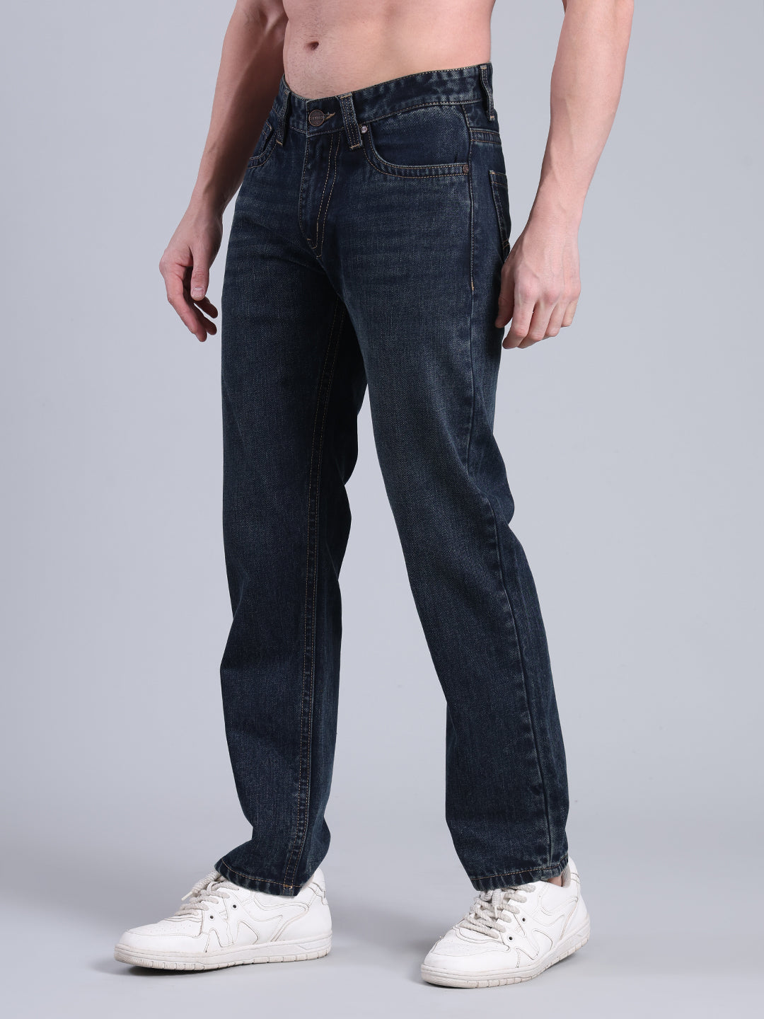 Stylox Men’s Comfort Fit Mid Rise Premium Denim Jeans (Dark Blue) - Stylox