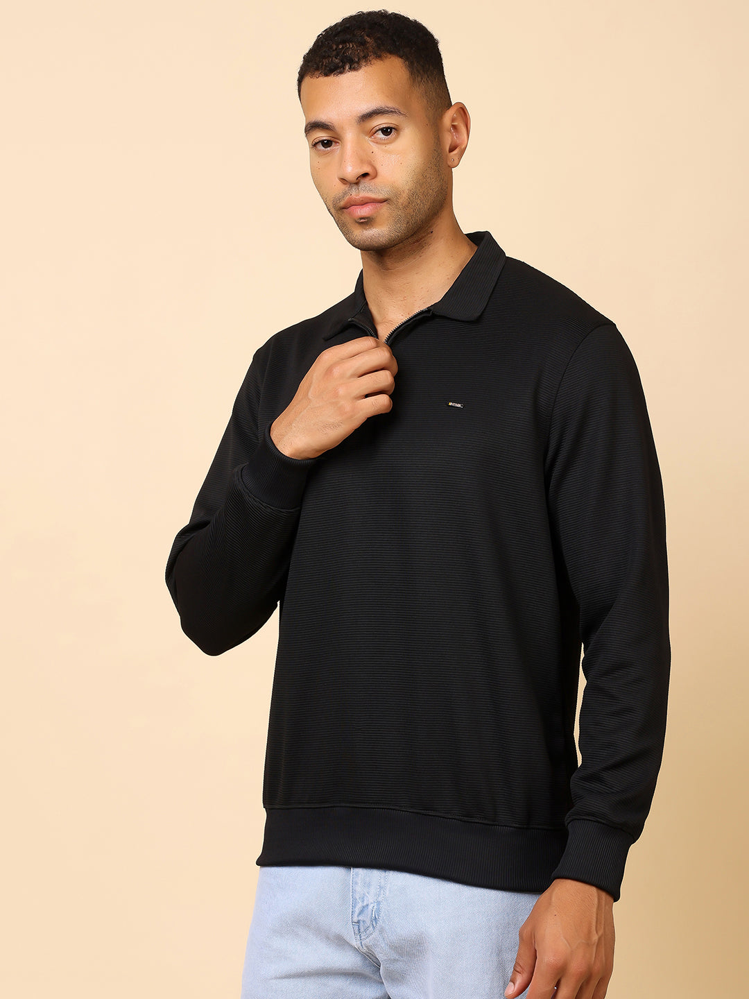 Stylox Men's Utility Style Zip Neck Sweatshirt