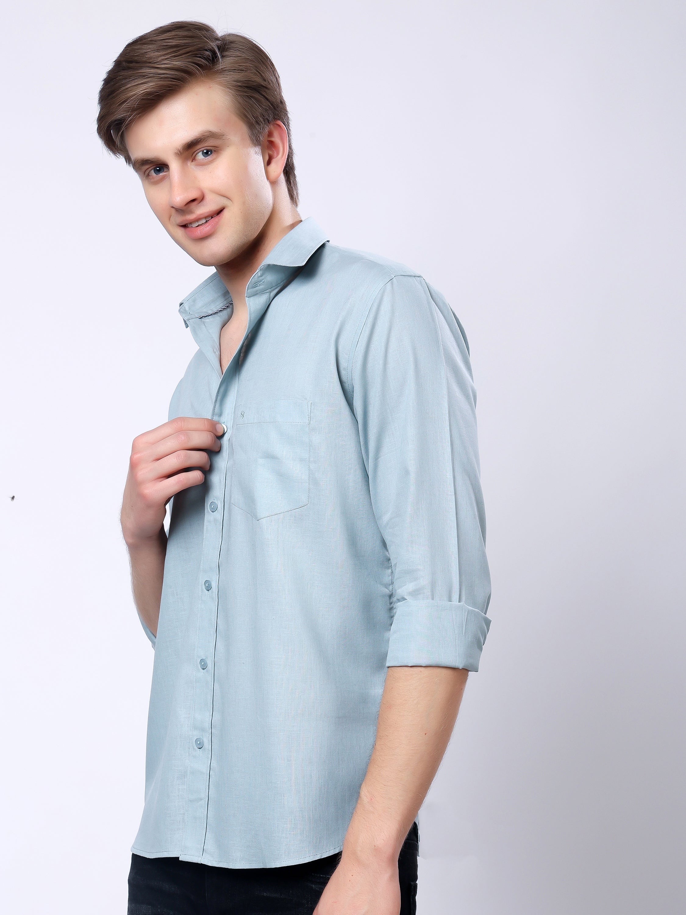 Stylox Men’s Regular Fit Full Sleeve Solid Casual Shirt - Stylox