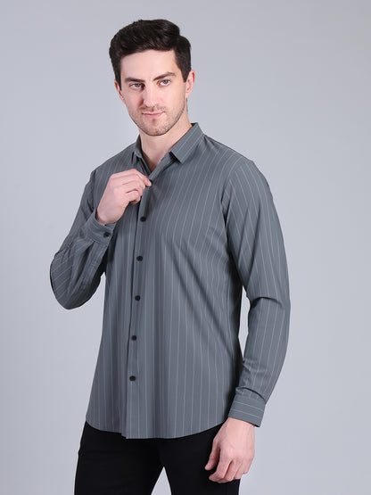 Stylox Men’s Striped Partywear Shirt | Slim Fit Full Sleeve Formal-Casual Shirt For Men