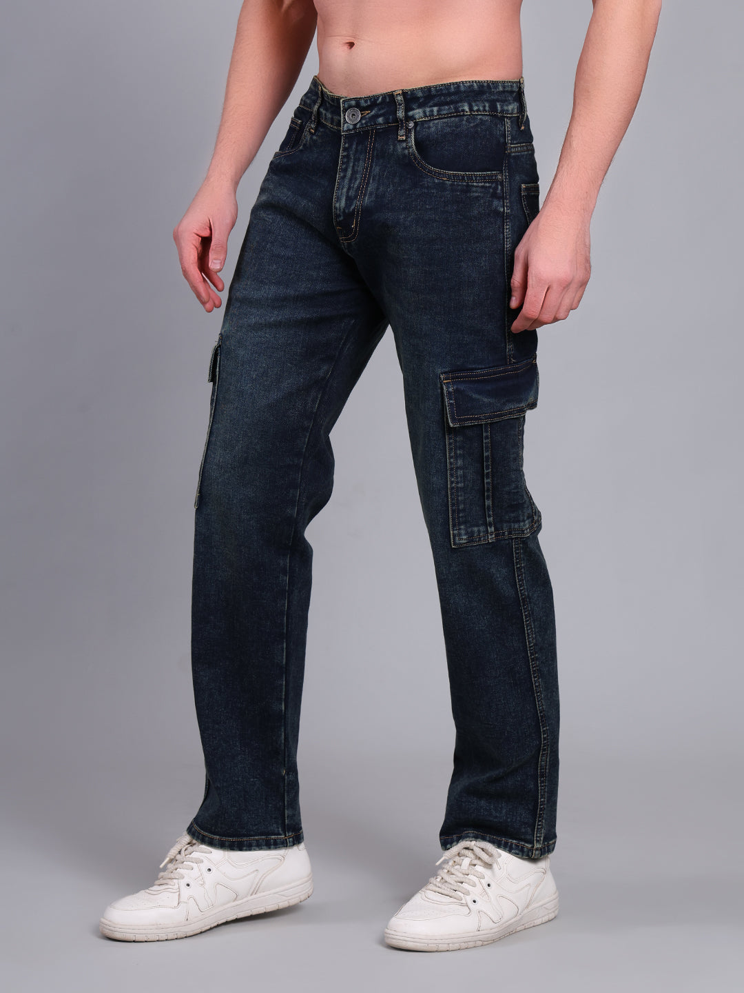 Stylox Men’s Cargo Jeans | Utility Denim with Multiple Pockets | Regular Fit Stretch Cargo Jeans for Men