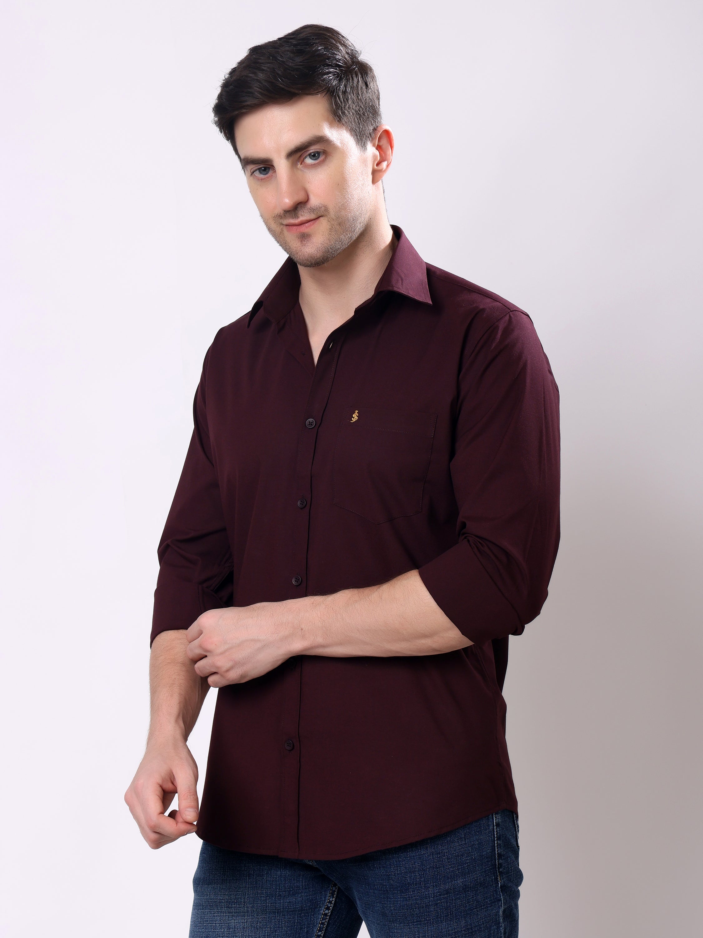 Stylox Men’s Regular Fit Full Sleeve Solid Casual Shirt - Stylox