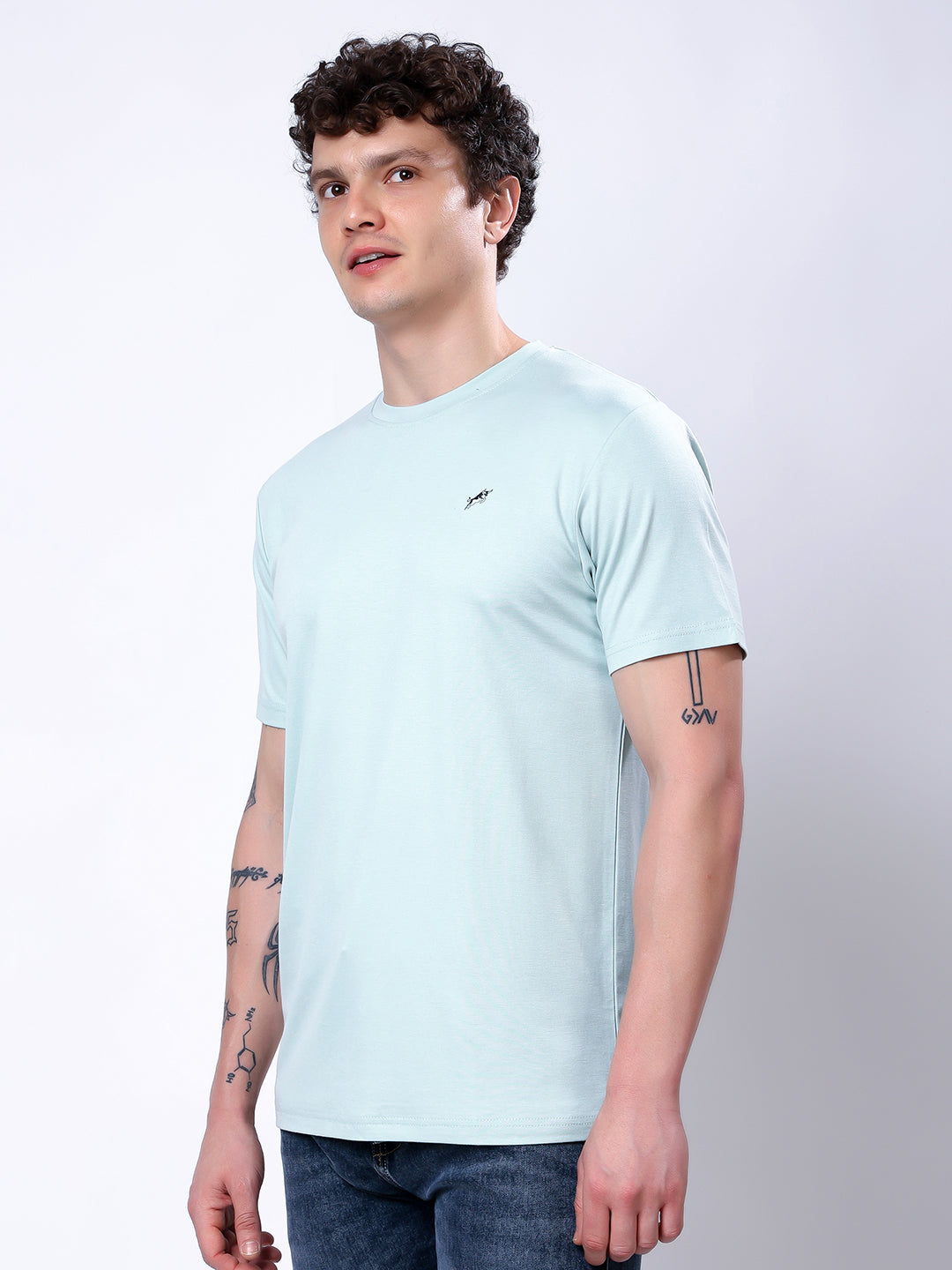 Stylox Men’s Regular Fit Round Neck Half Sleeve Casual Solid T-Shirt–Pista - Stylox
