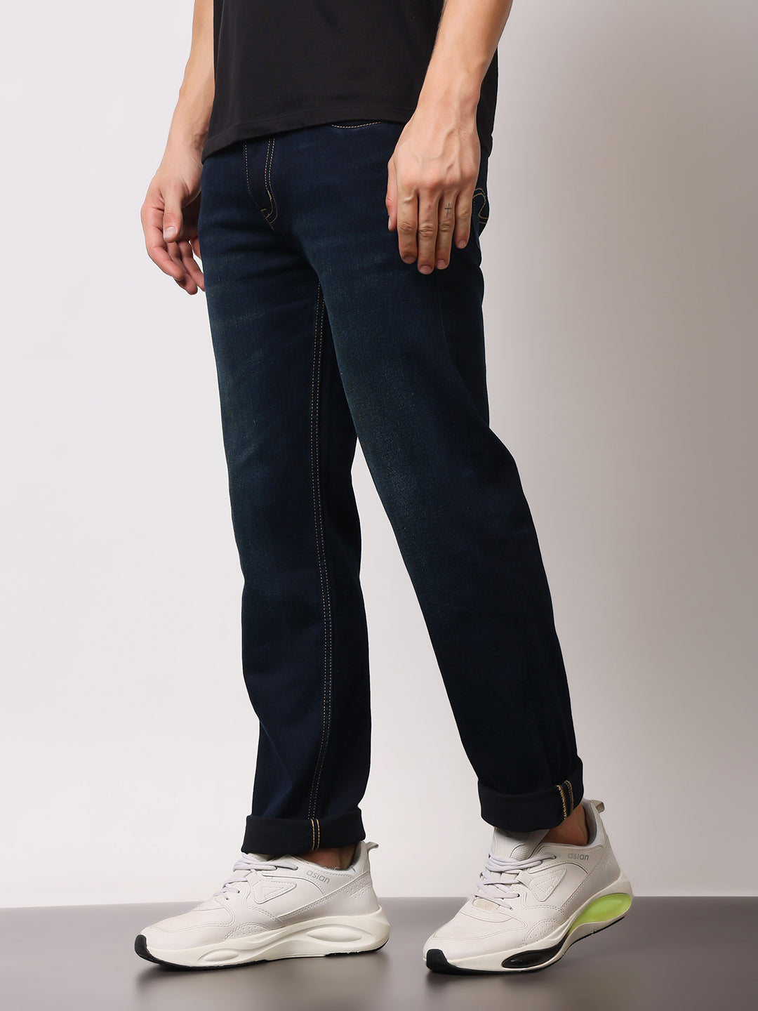 Stylox Men’s Comfort Fit Mid Rise Premium Stretchable Solid Jeans - Stylox