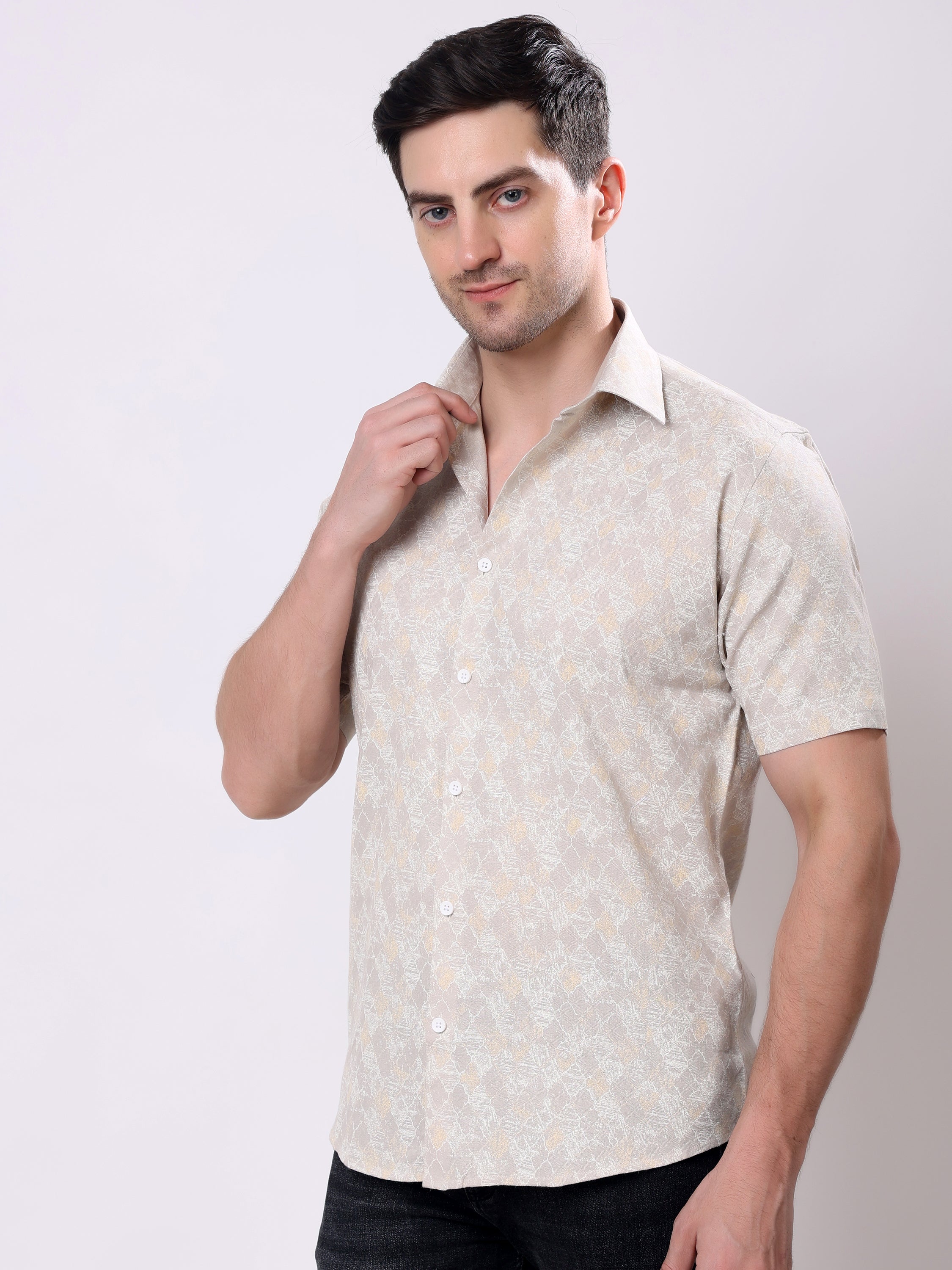 Stylox Men’s Regular Fit Half Sleeve Abstract print Casual Shirt - Stylox