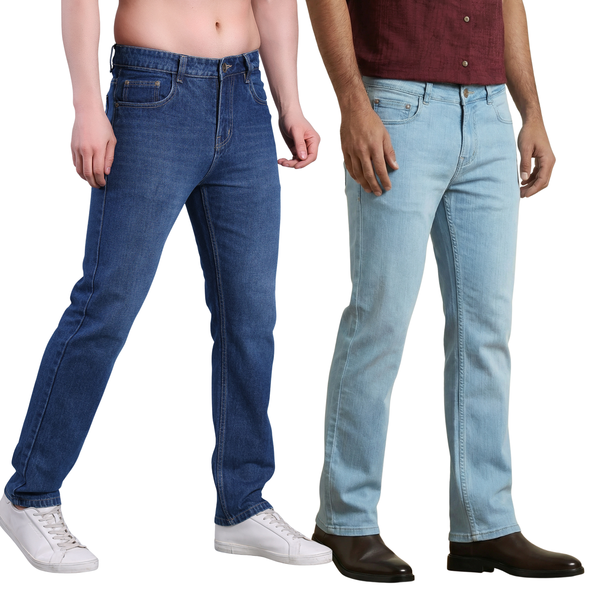 Stylox Men's Straight Fit Denim Jeans Pack of 2 (Light Blue & Ice Blue) - Stylox