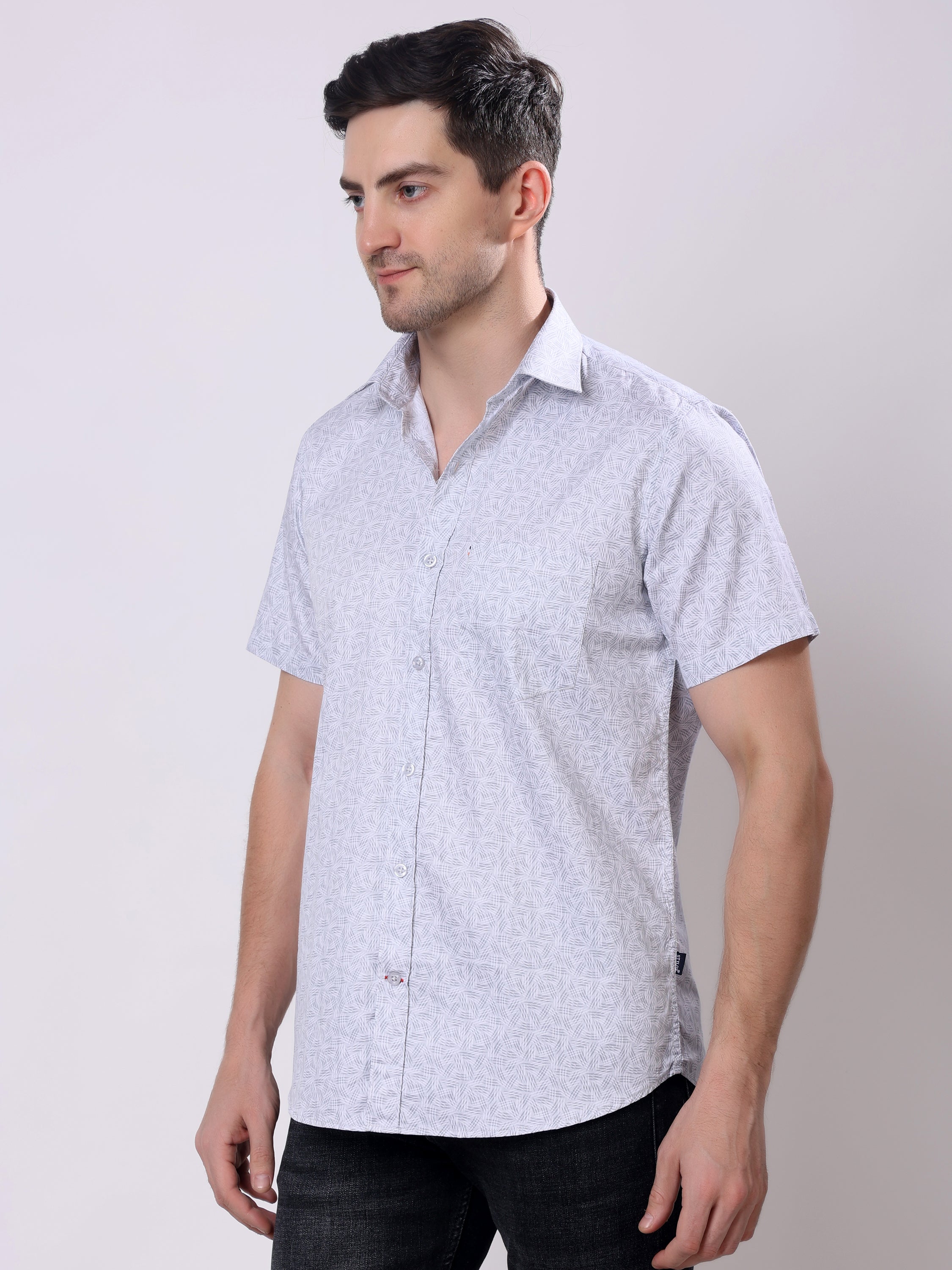 Stylox Men’s Regular Fit Half Sleeve Abstract print Cotton Summer Casual Shirt - Stylox