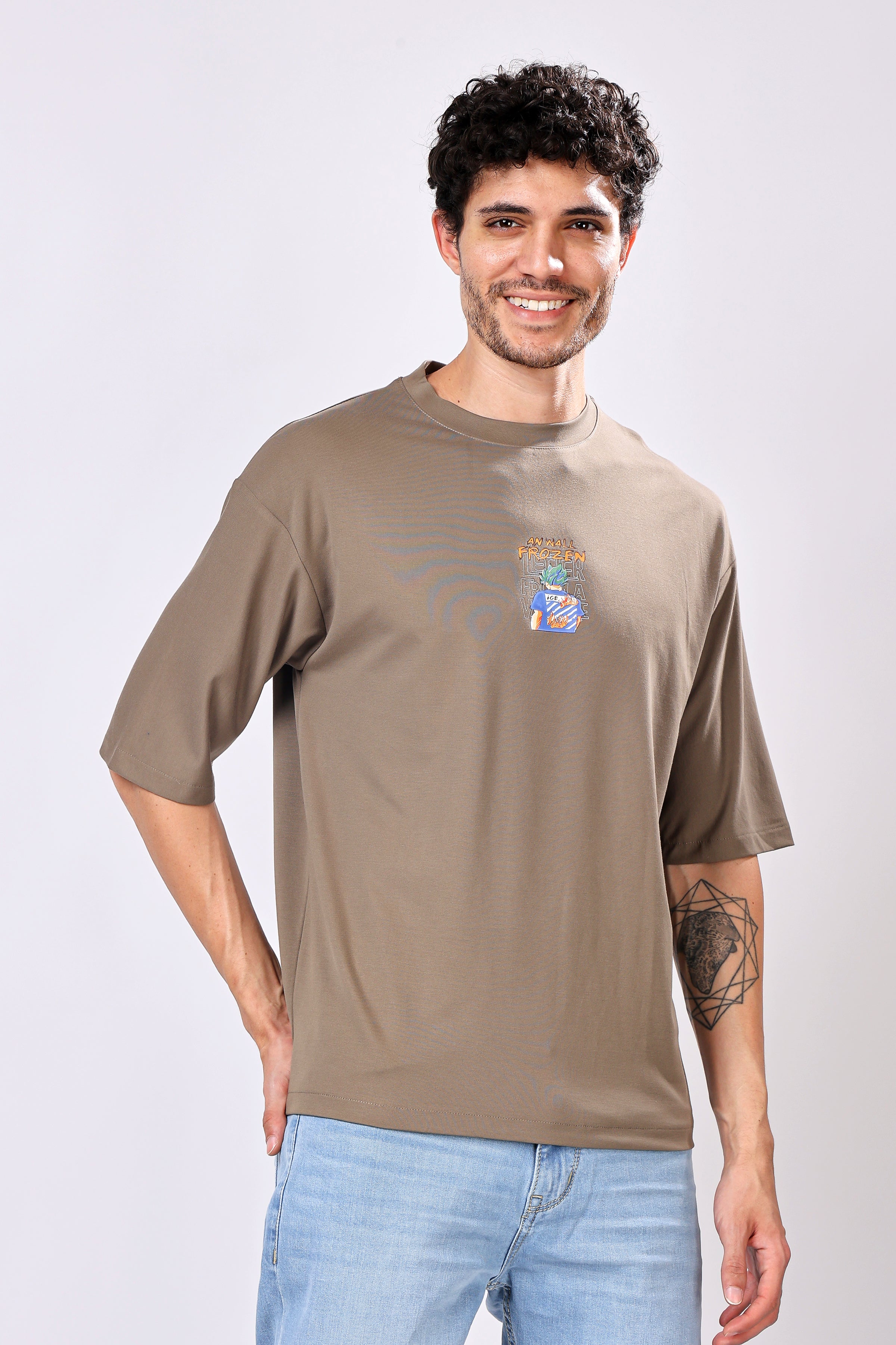 Stylox Men’s Oversized Round Neck Half Sleeve Back Printed T-Shirt | Premium Cotton Loose Fit Graphic Tee for Streetwear & Casual Style - Stylox