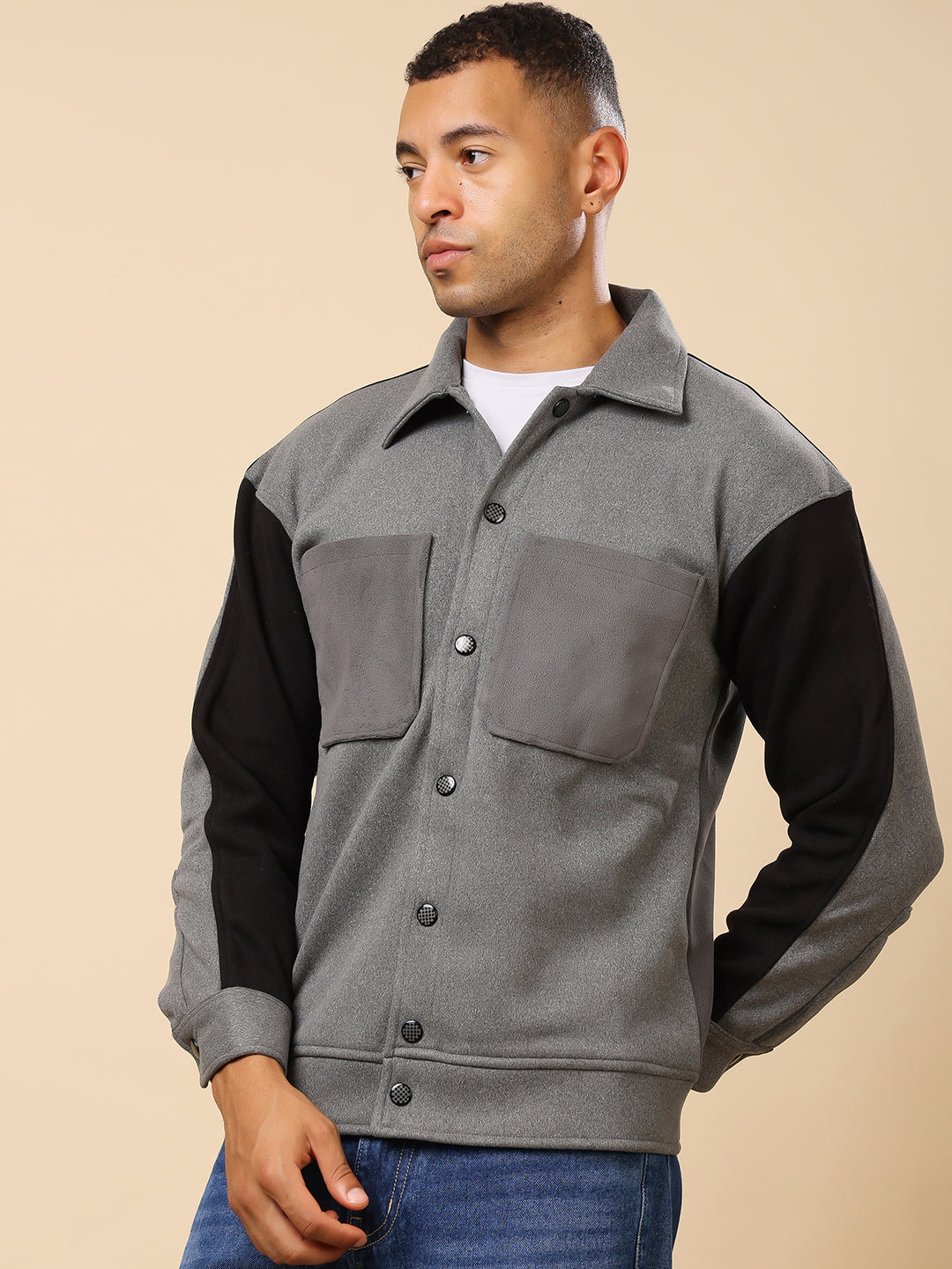 Stylox Men’s Shacket with Button Closure – Stylish Jacket for Every Season