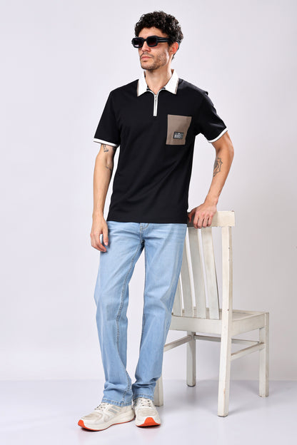 Stylox Men’s Polo Neck Solid T-Shirt with Single Pocket – Classic Style, Comfortable &amp; Smart Casual Wear