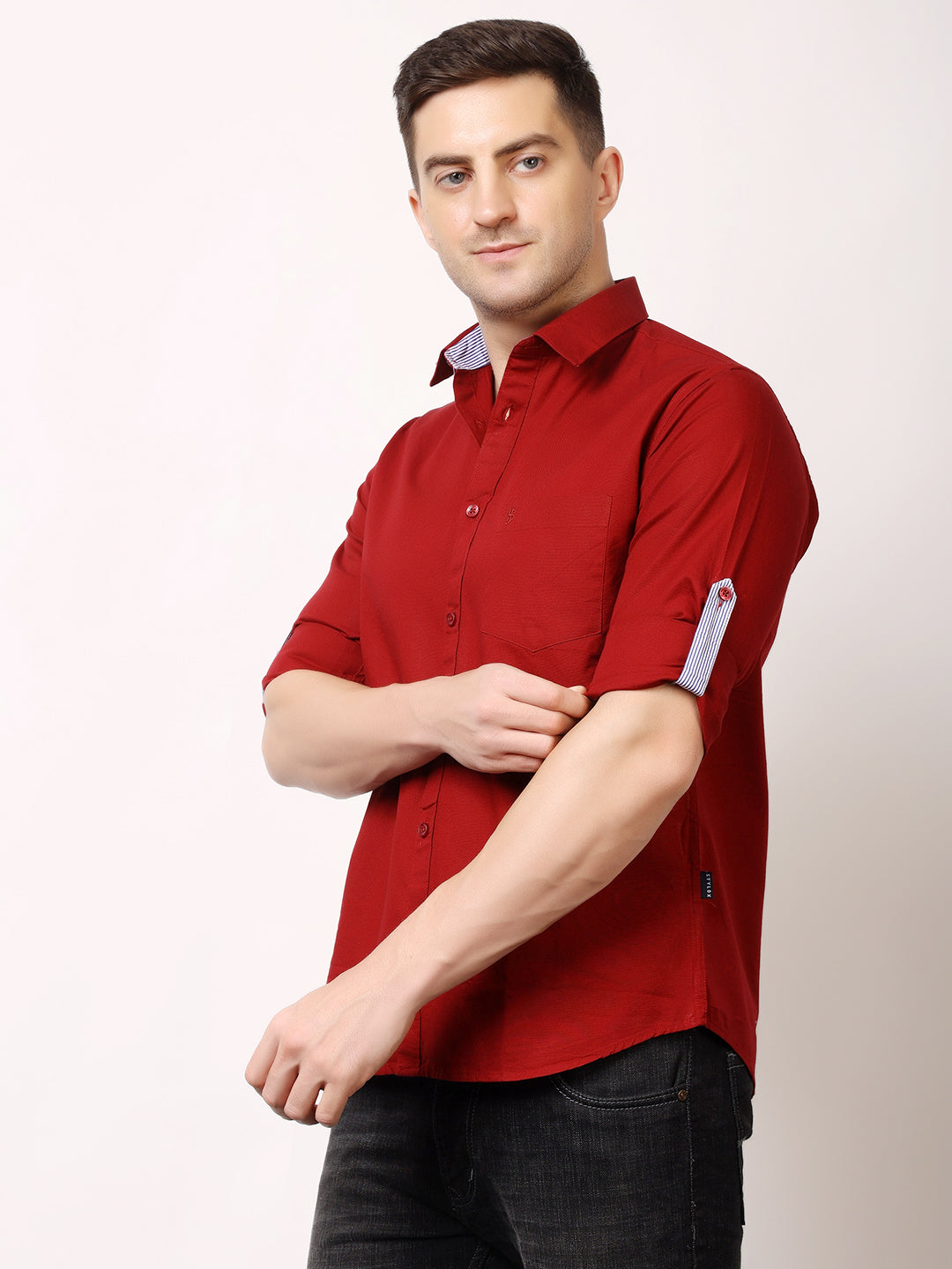 Stylox Men’s Regular Fit Oxford Full Sleeve Solid Shirt | Premium Cotton Blend Casual & Formal Wear - Stylox