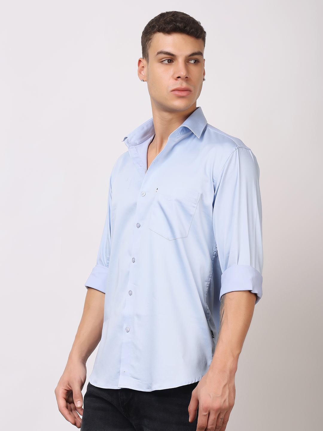 Stylox Men's Full Sleeve Solid Partywear Casual Shirt – Premium Shine Finish Cotton Blend Regular Fit Shirt for Stylish Evening & Occasion Wear - Stylox