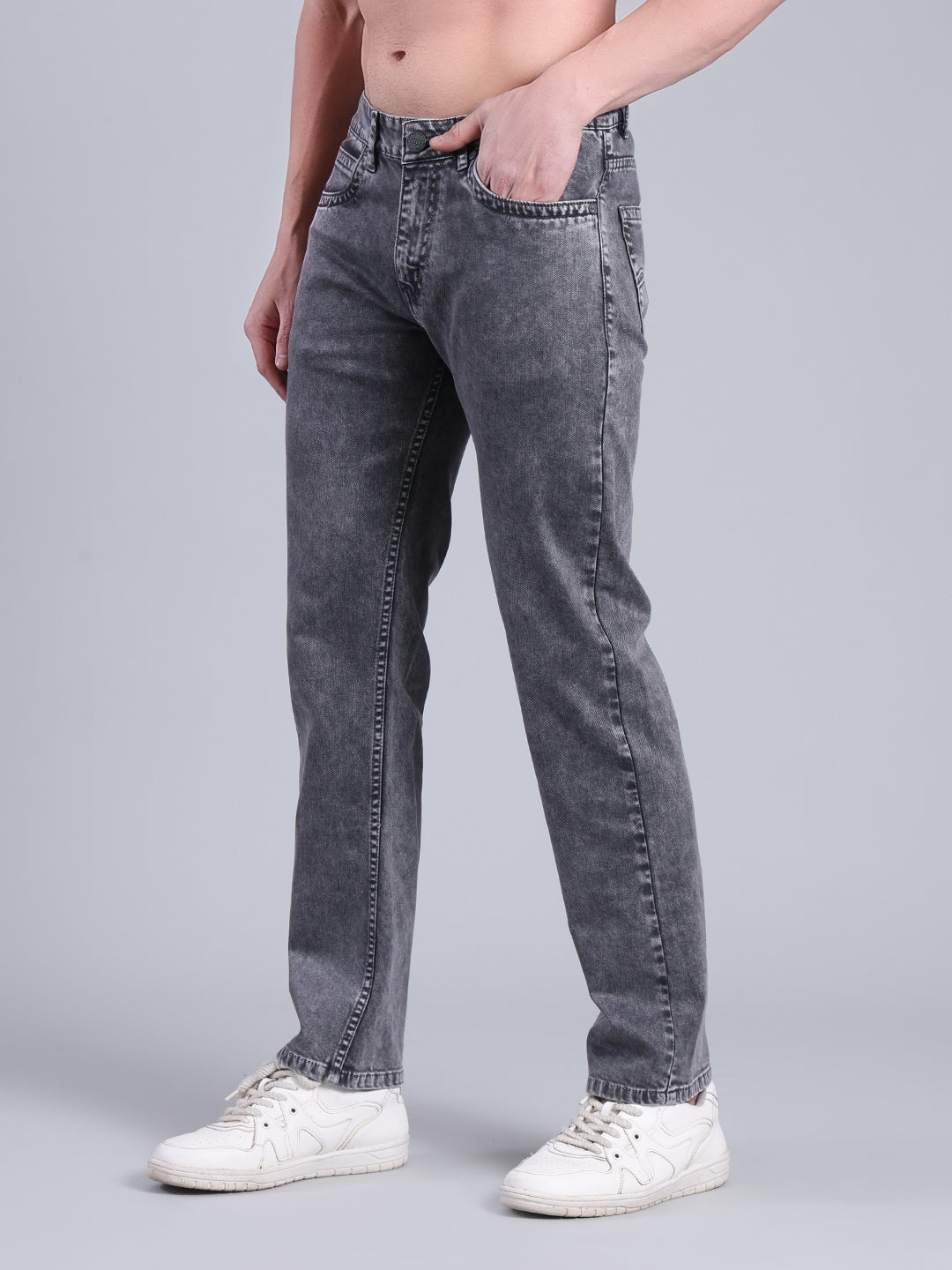 Stylox Men’s Comfort Fit Mid Rise Washed Denim Jeans (Mid Brown) - Stylox