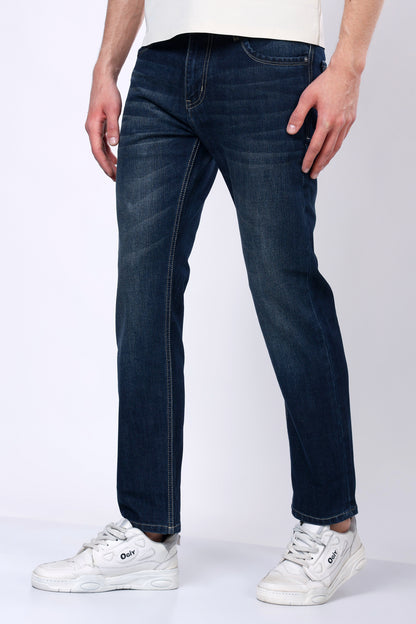Stylox Men’s Mid-Rise Comfort Fit Stretchable Denim Jeans-Dark Blue - Stylox