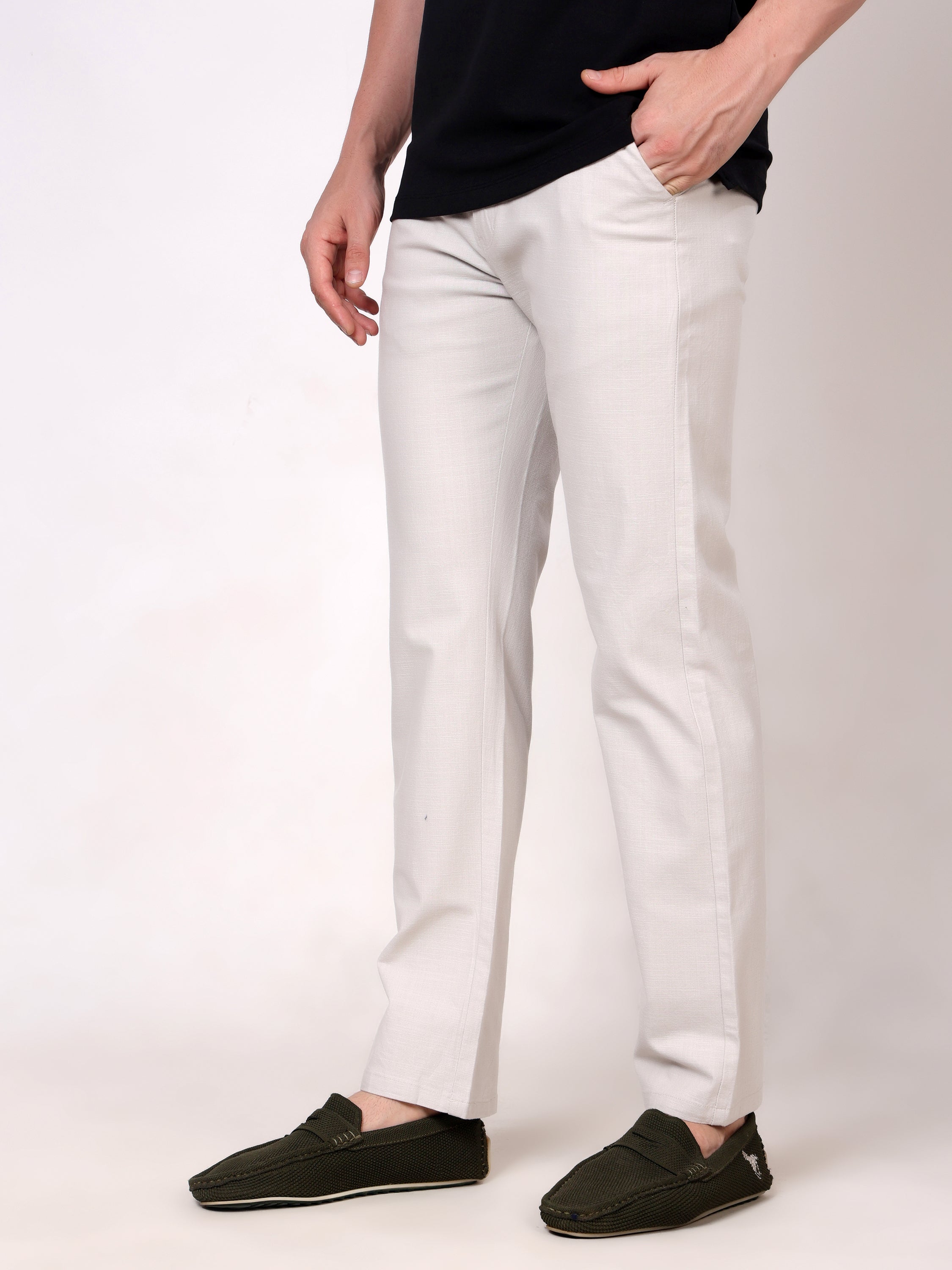 Stylox Men's Comfort Fit Non-Stretch Casual Trouser with Elastic Waist