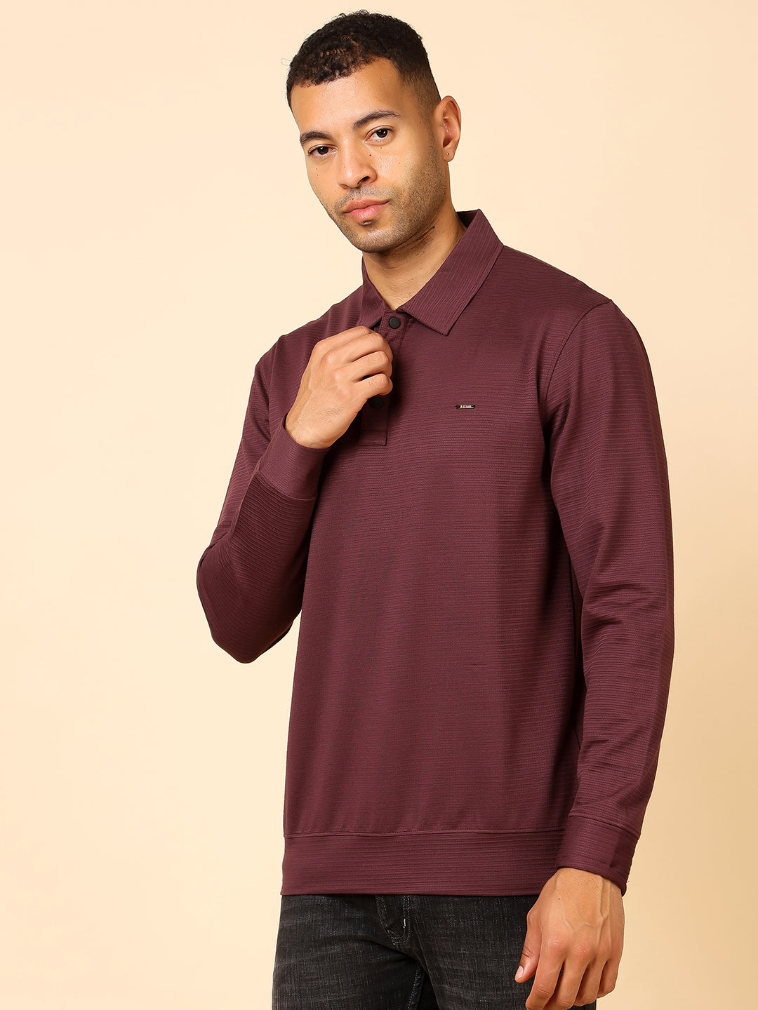 Stylox Men’s Polo Neck Sweatshirt with Button Placket