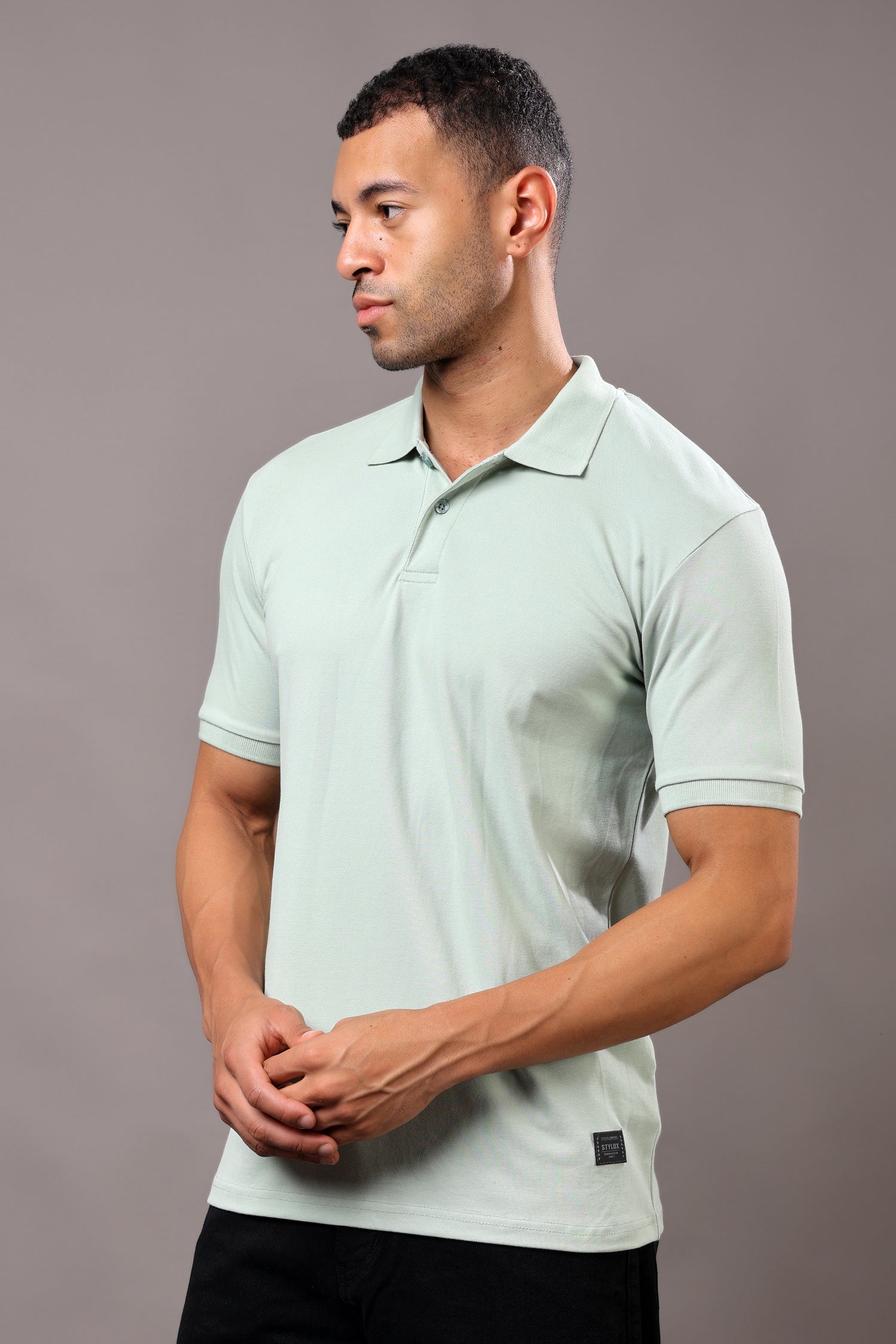 Stylox Men’s Polo Collar Solid T-Shirt - Soft, Breathable &amp; Everyday Wear