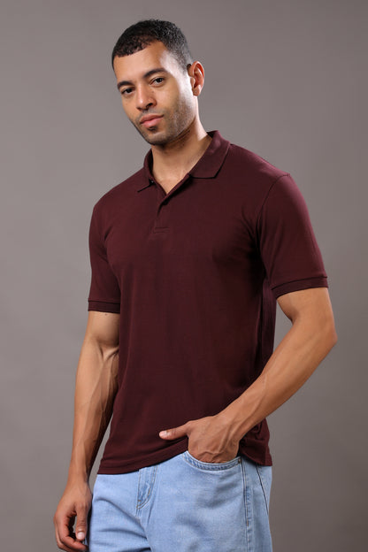 Stylox Men’s Polo Collar Solid T-Shirt - Soft, Breathable &amp; Everyday Wear