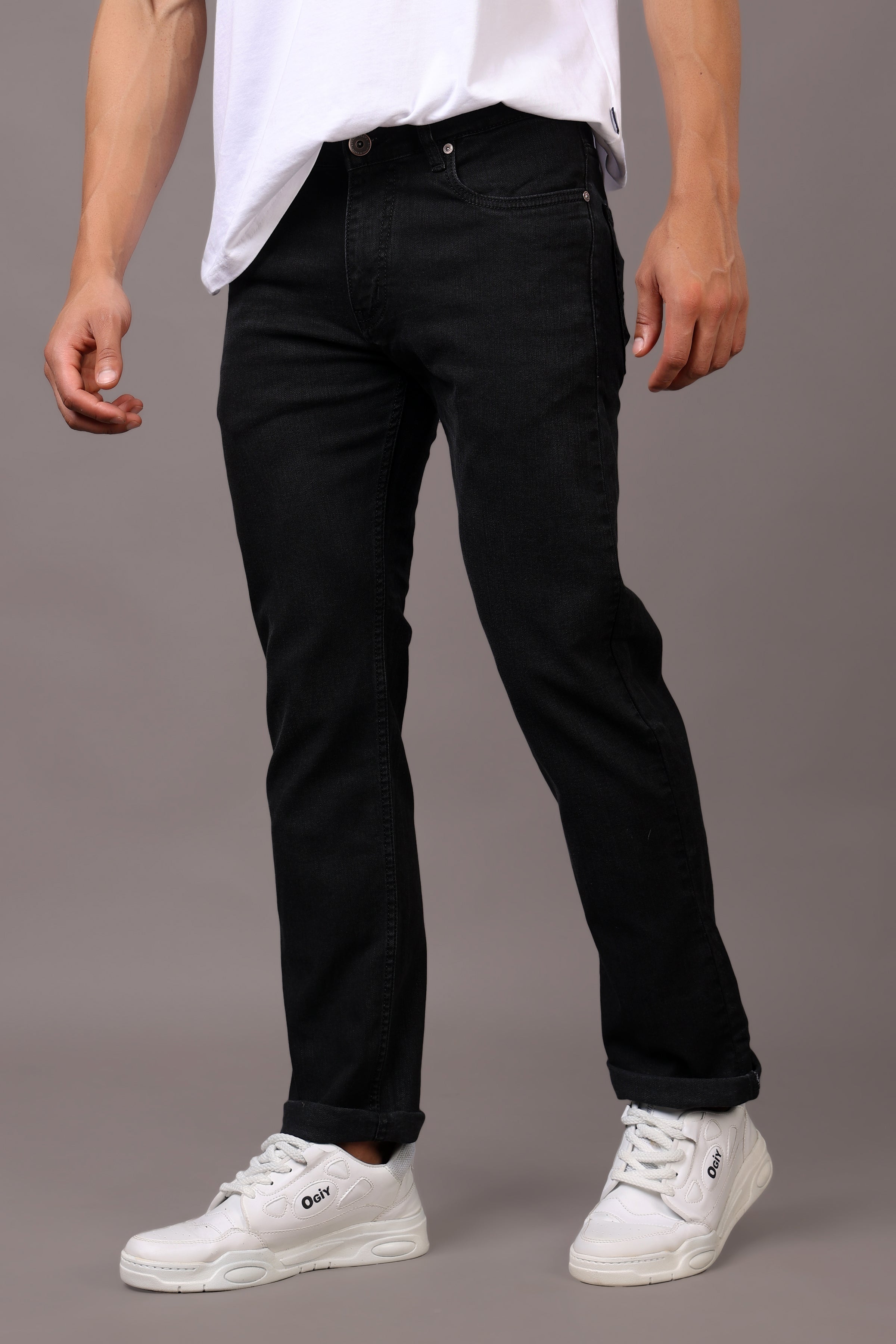 Stylox Men’s Comfort Fit Denim Jeans - Mid Grey & Dark Grey,
