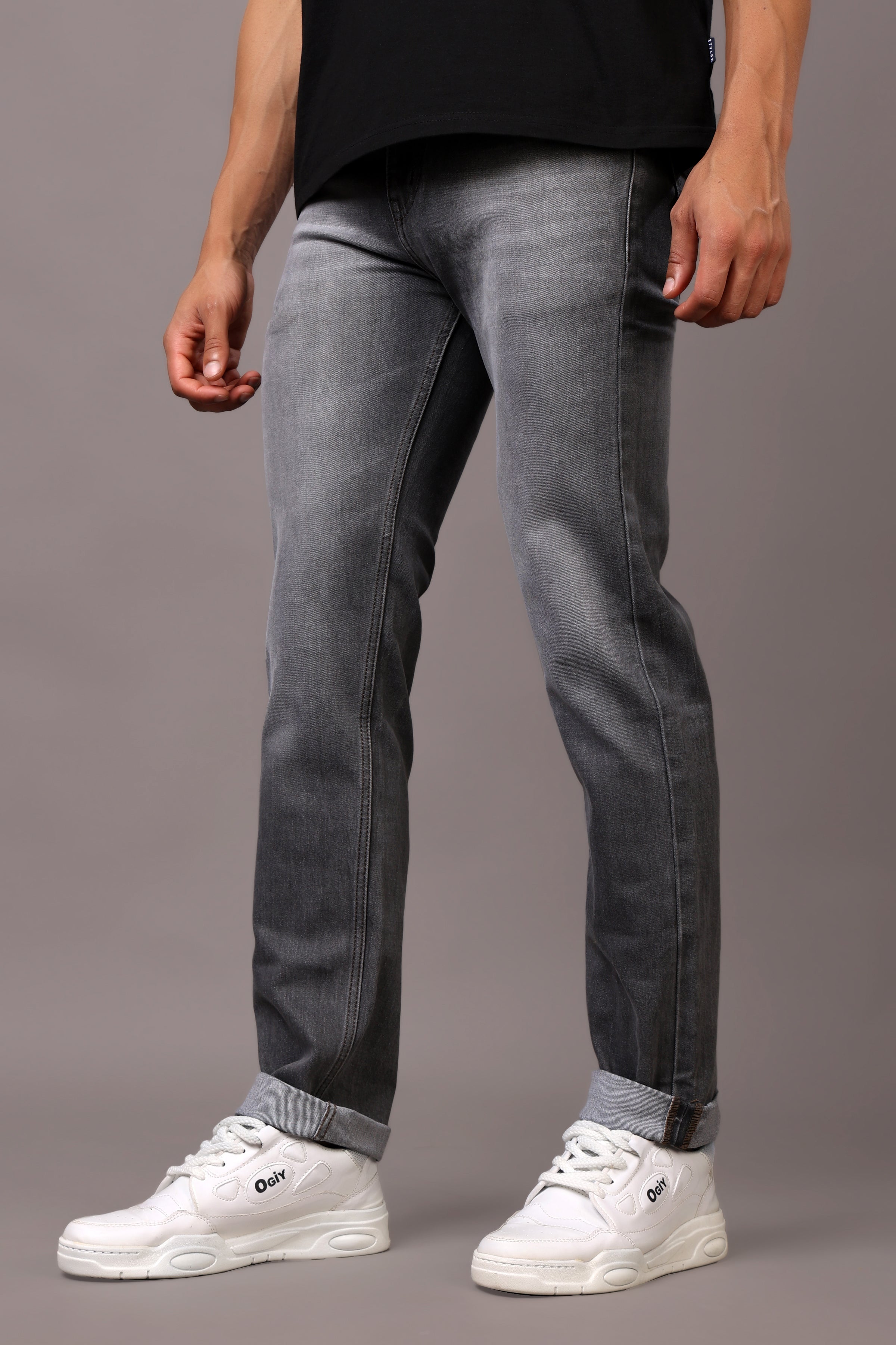 Stylox Men’s Comfort Fit Denim Jeans - Grey, Mid Dark Grey & Dark Grey ,