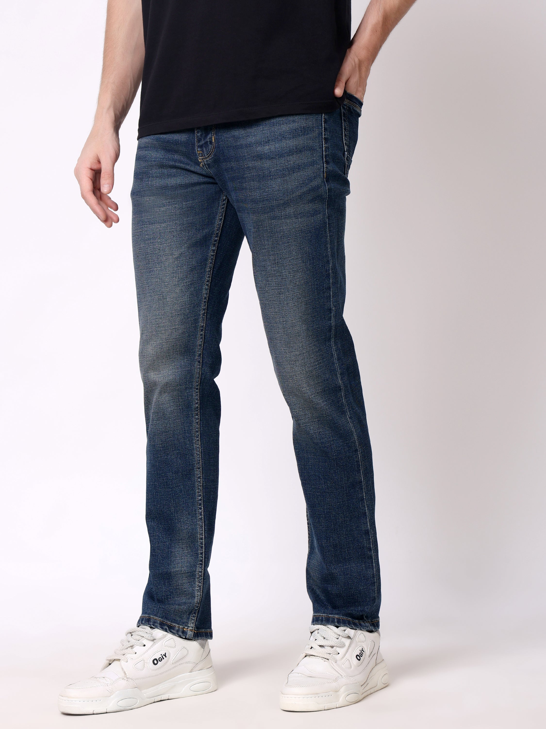 Stylox Men’s Stretchable Slim Fit Mid-Rise Casual Denim Jeans - Stylox