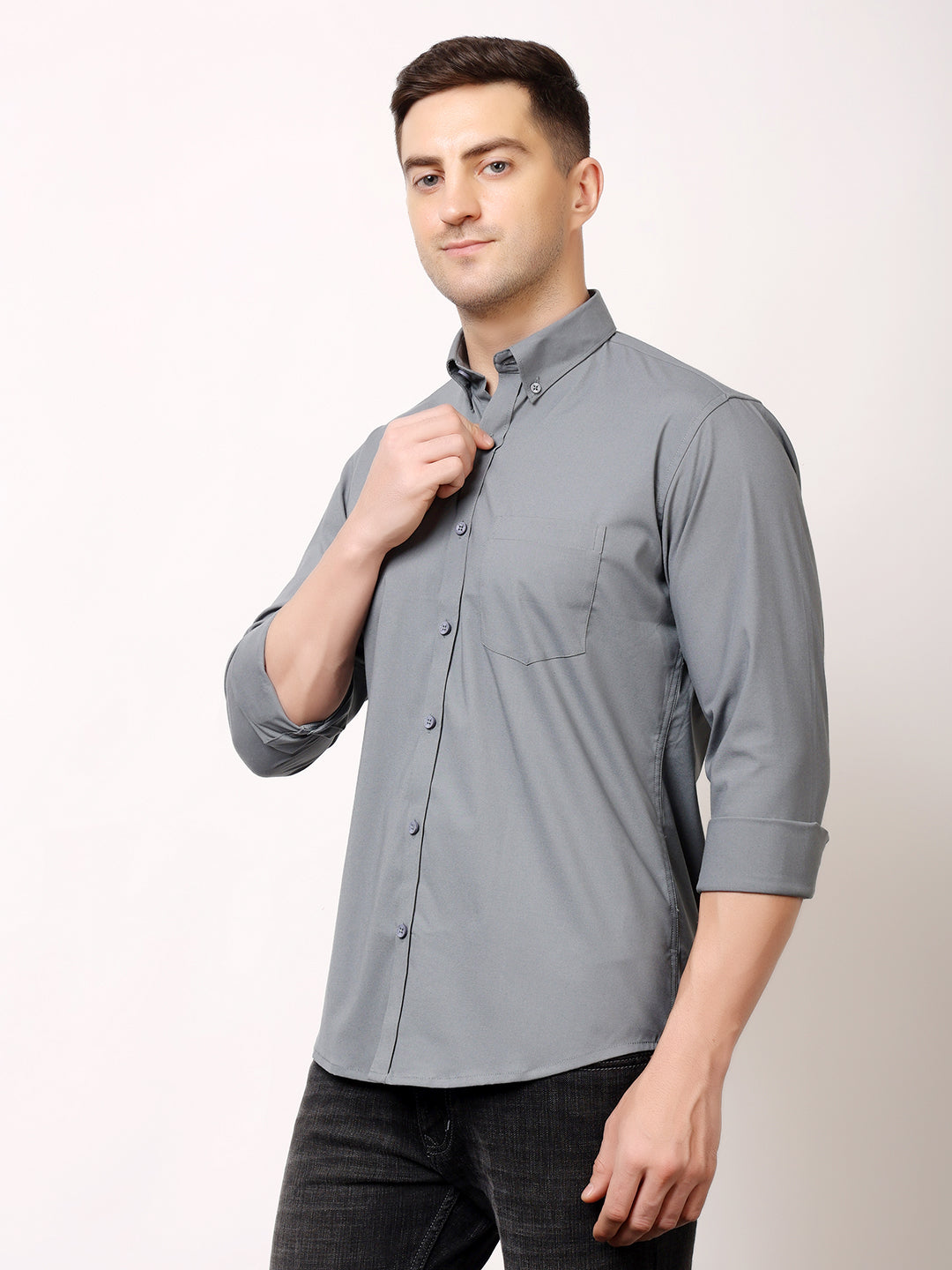 Stylox Men's Regular Fit Solid Casual Shirt with Full Sleeves – Premium Cotton Blend Button-Down Shirt for Smart Everyday Style - Stylox