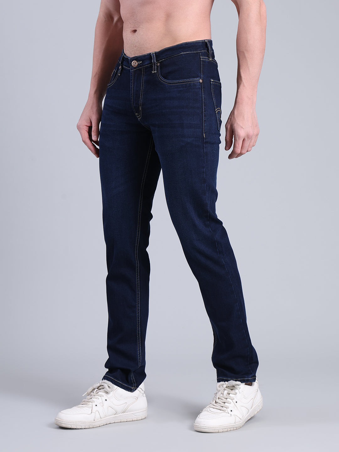 Stylox Redefined Slim Fit Solid Men’s Jeans – Stylish & Comfortable Everyday Wear (Dark Blue) - Stylox
