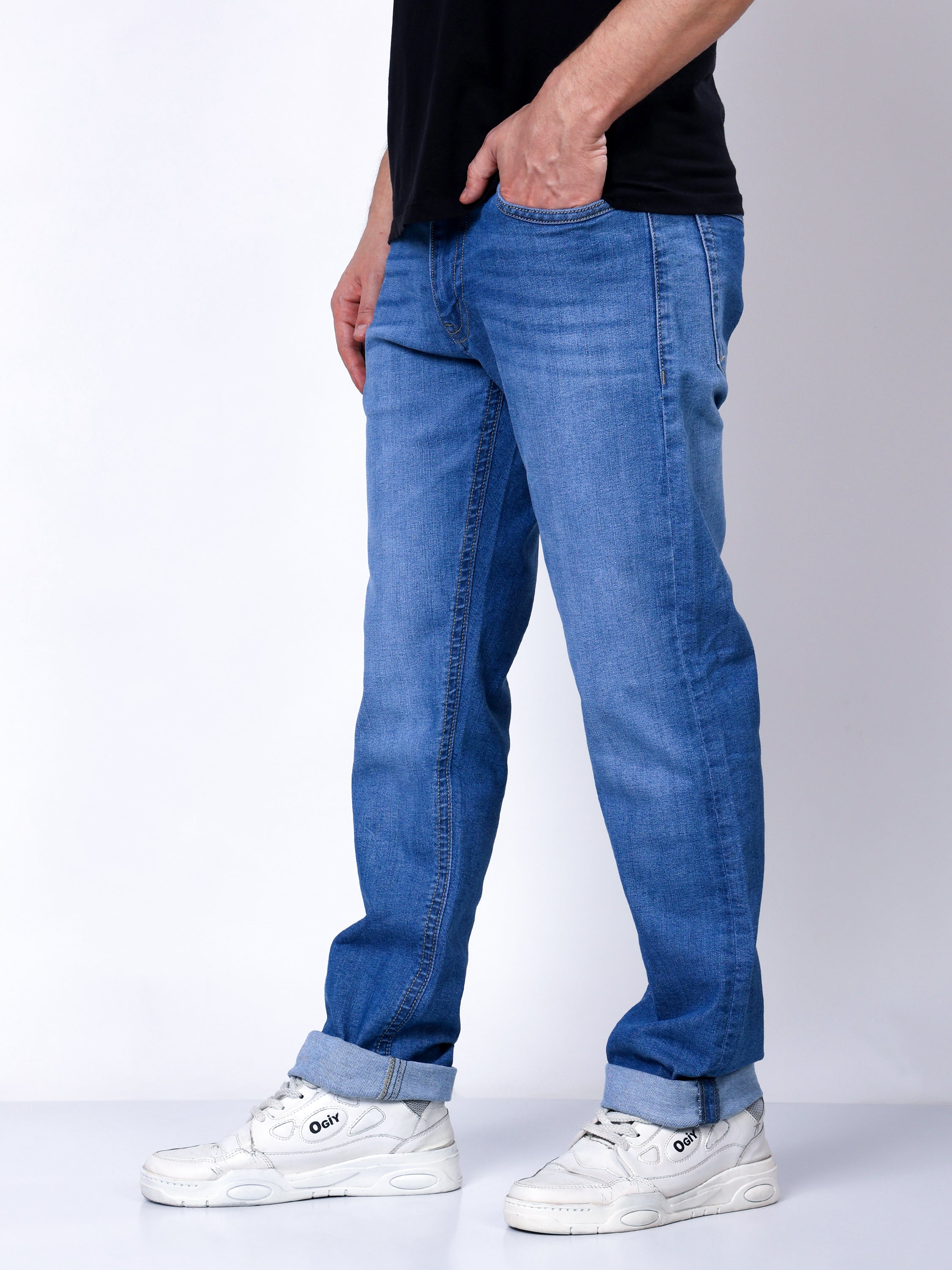 Stylox Men’s Slim Fit Stretchable Light Blue Denim Jeans - Stylox