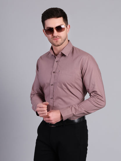 Stylox Men’s Regular Fit Solid Oxford Casual Shirt-Mauve - Stylox