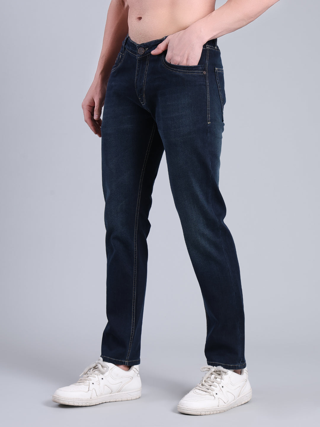 Stylox Men’s Slim Fit Mid Rise Stretchable Jeans (Dark Blue) - Stylox