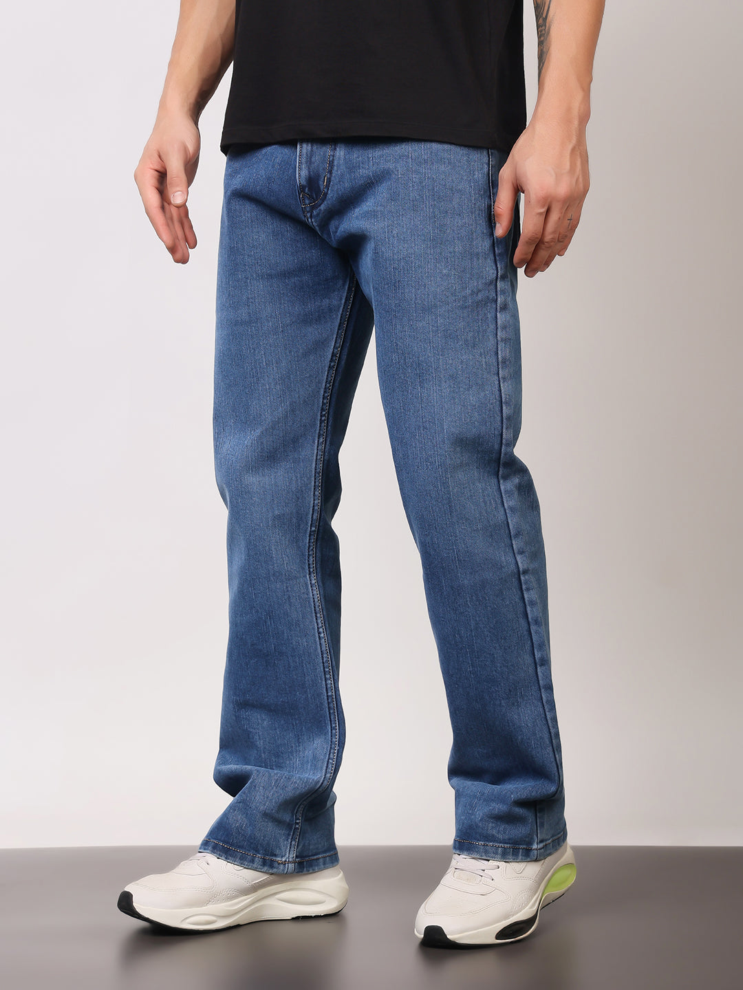 Stylox Men’s Bootcut Fit Stretchable Mid Rise Solid Denim Jeans - Stylox