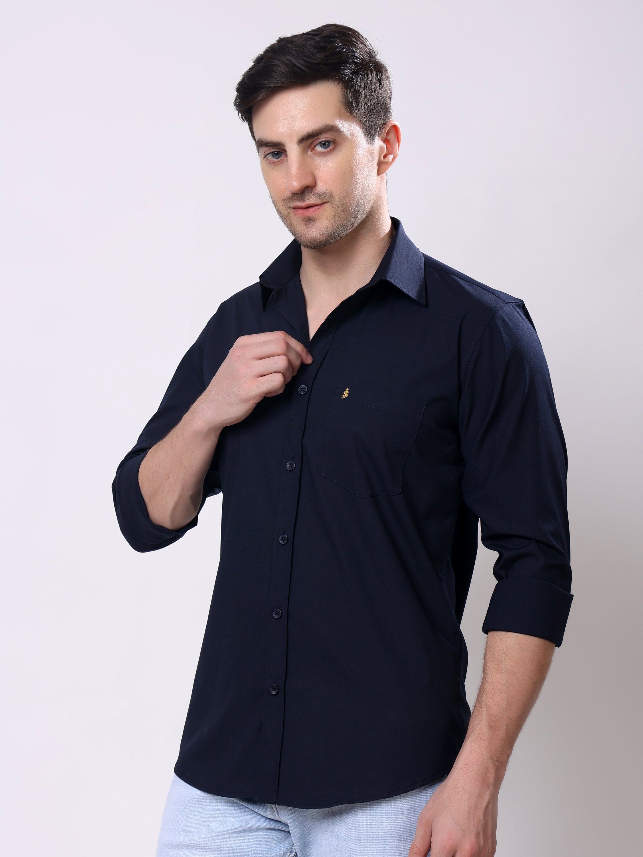 Stylox Men’s Regular Fit Full Sleeve Solid Casual Shirt - Stylox