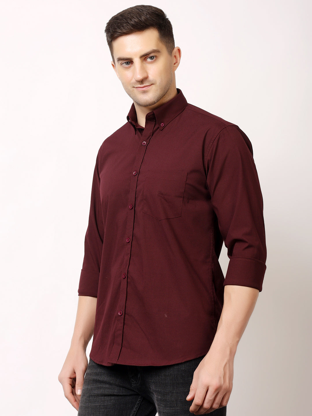 Stylox Men's Regular Fit Solid Casual Shirt with Full Sleeves – Premium Cotton Blend Button-Down Shirt for Smart Everyday Style - Stylox
