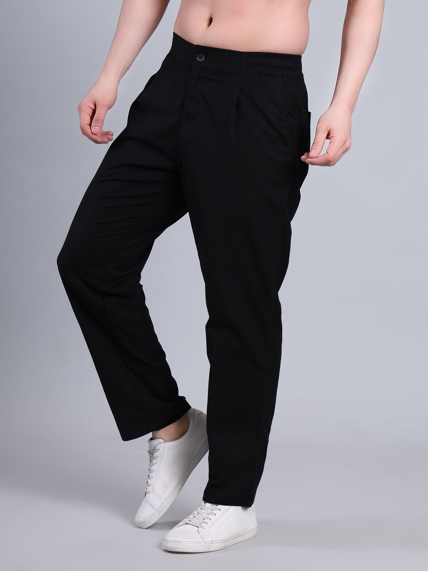 Stylox Men’s Cotton Linen Blend Trousers | Regular Fit Pleated Pants