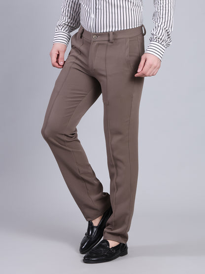 Stylox Men’s Comfort Fit Korean Trousers – Premium Office Wear Pants-Dark Beige - Stylox