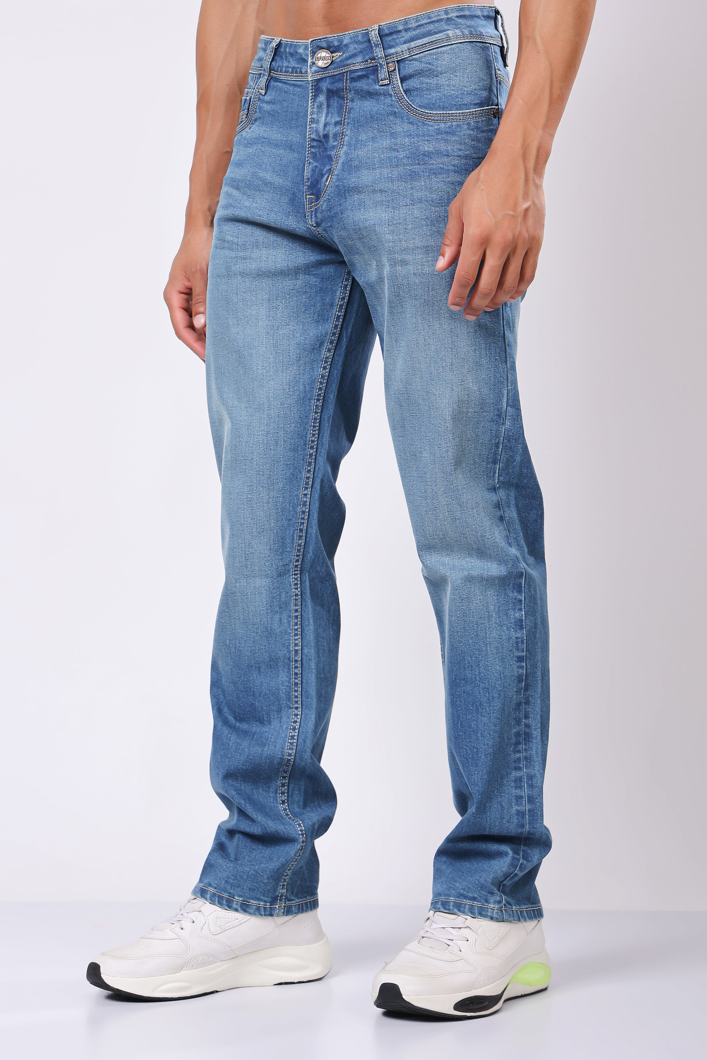 Stylox Comfort Fit Men's Denim Jeans - Dark Blue, Mid Light Blue| J-023 - Stylox