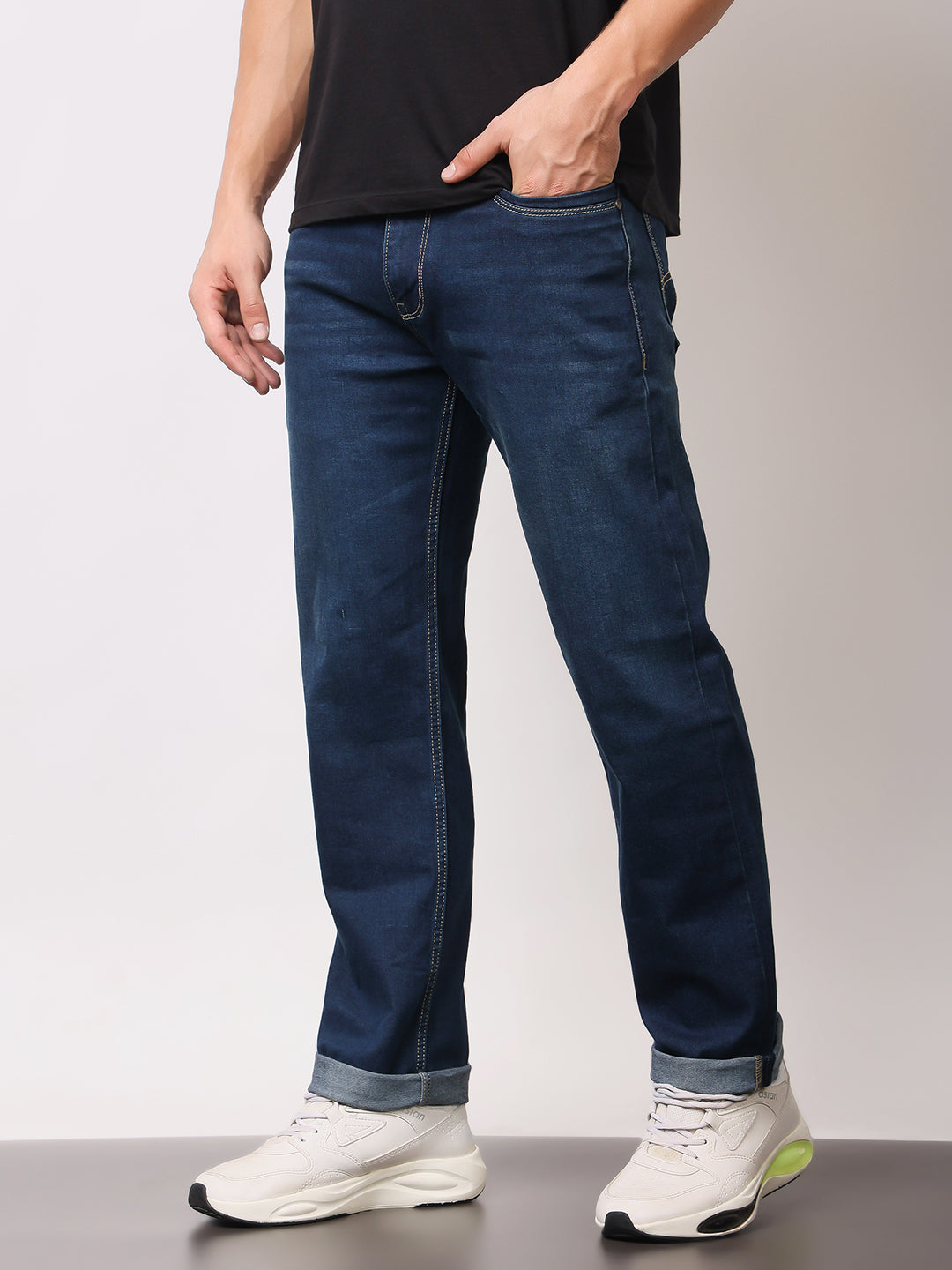 Stylox Men’s Comfort Fit Mid-Rise Premium Stretchable Solid Jeans - Stylox