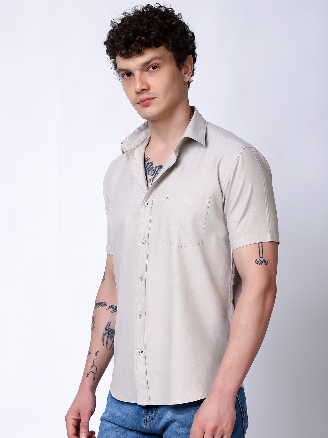 Stylox Men’s Regular Fit Half Sleeve Solid Casual Shirt-Lilac - Stylox