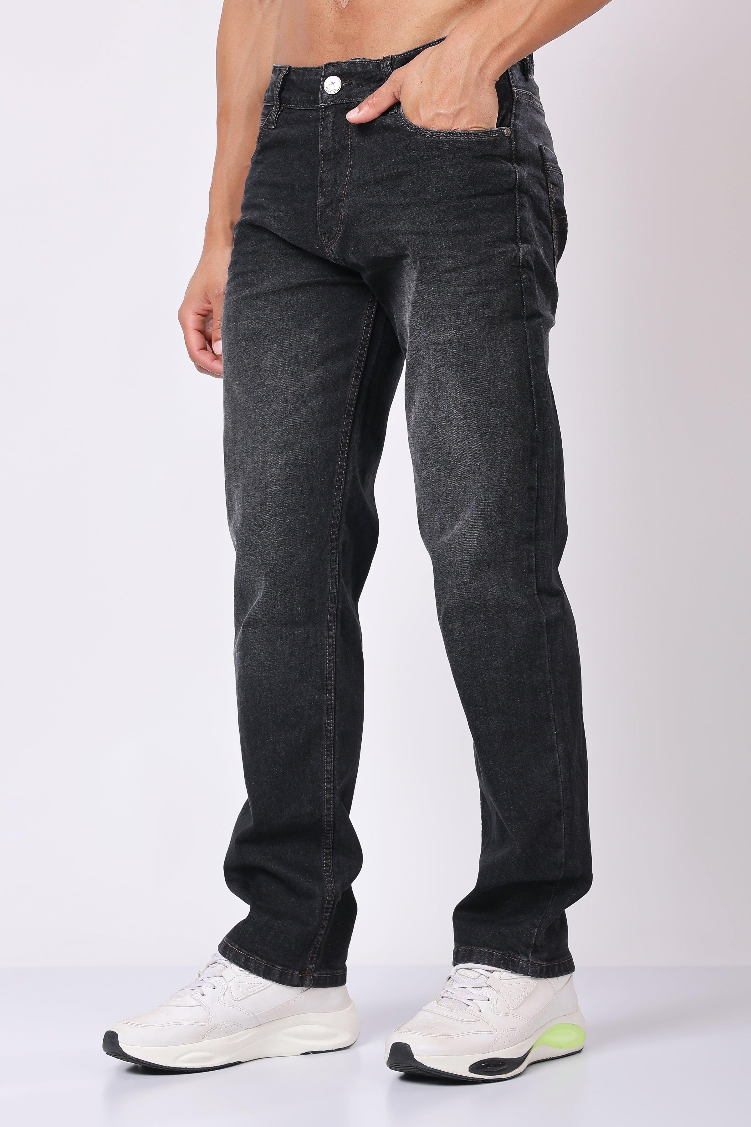 Stylox Men’s Comfort Fit Denim Jeans - Grey, Dark Grey, Mid Grey
