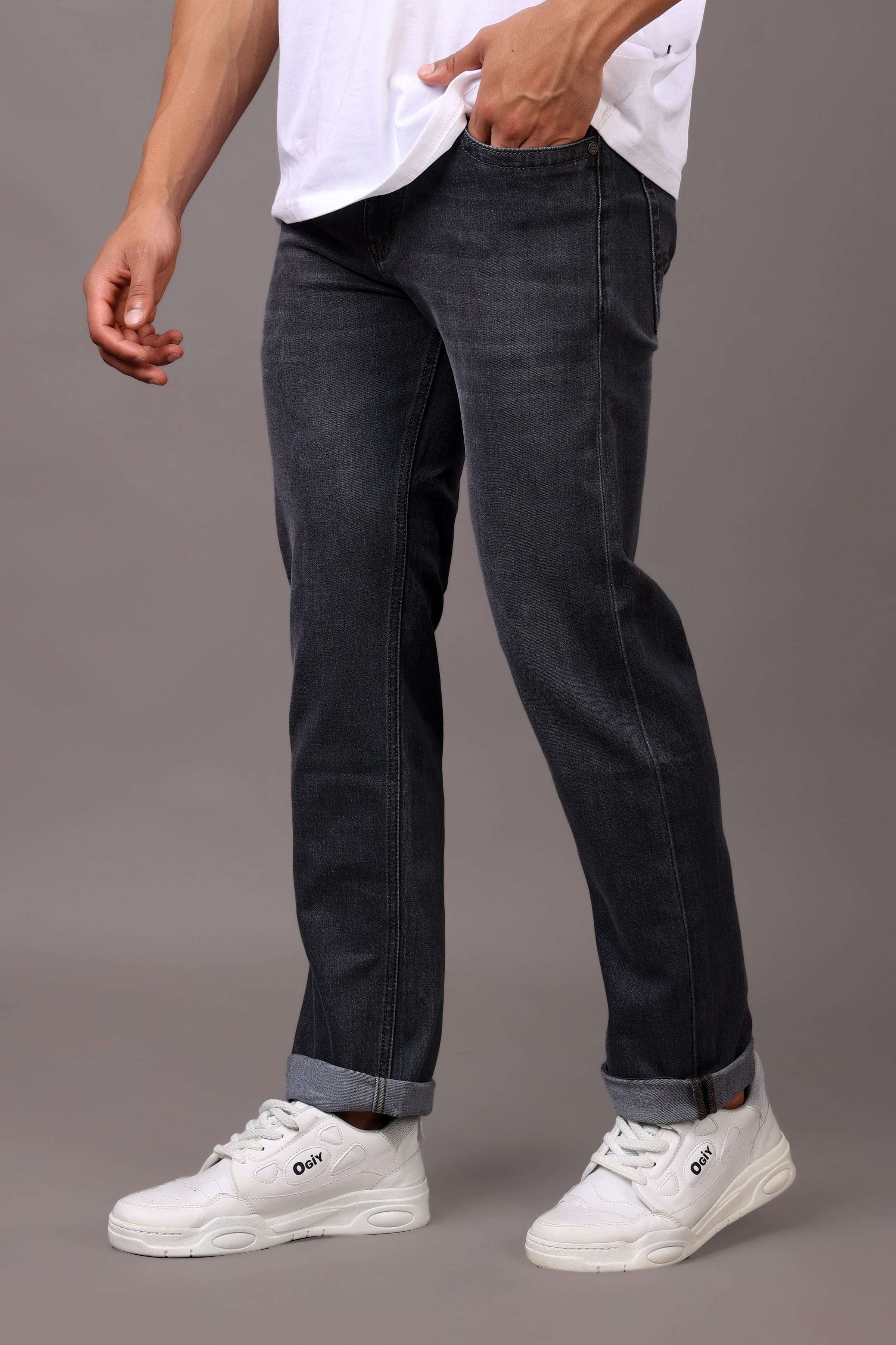 Stylox Men’s Comfort Fit Denim Jeans - Grey, Mid Dark Grey & Dark Grey ,