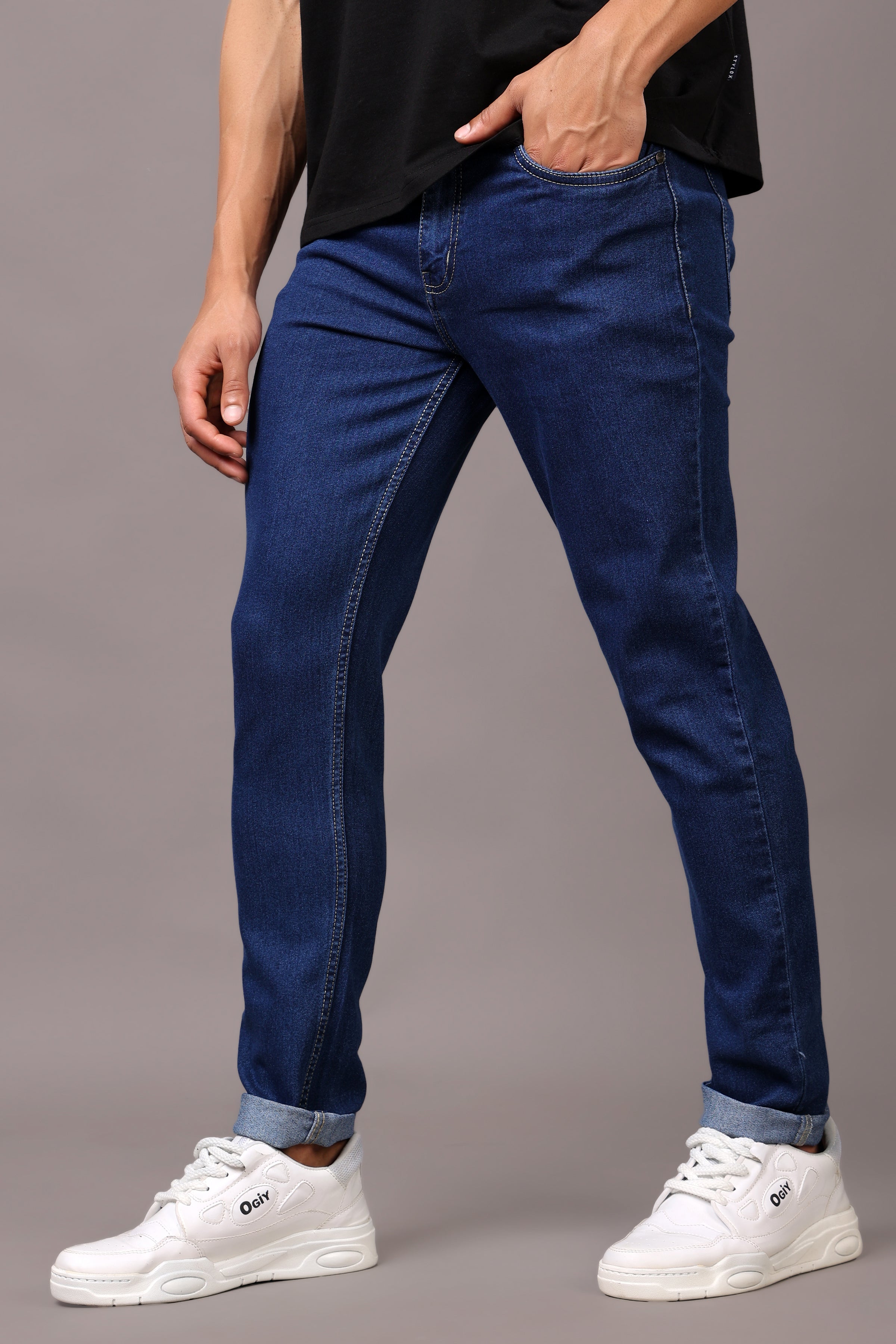 Stylox Men’s Slim Fit Mid-Rise Casual Denim Jeans - Stylox