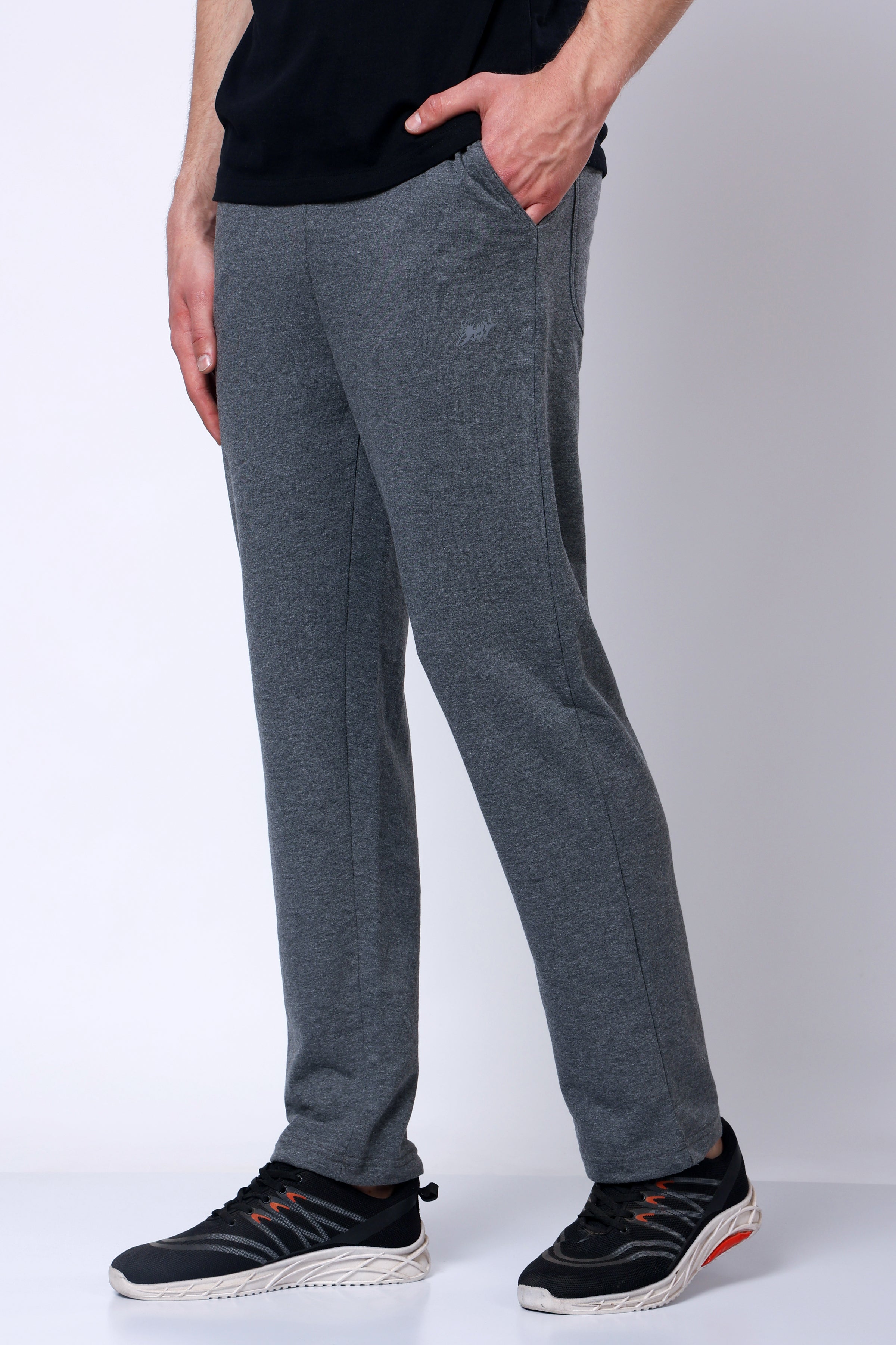 Stylox Men’s Regular Fit Terry Fabric Trackpant with Drawstring Waist-Dark Grey - Stylox