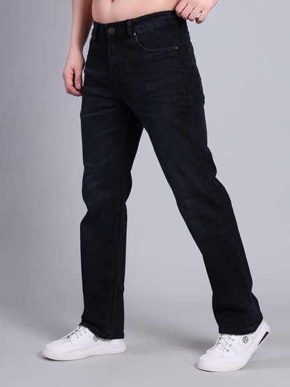 Stylox Men’s Mid-Rise Straight Fit Classic Washed Denim Jeans-Dark Grey - Stylox