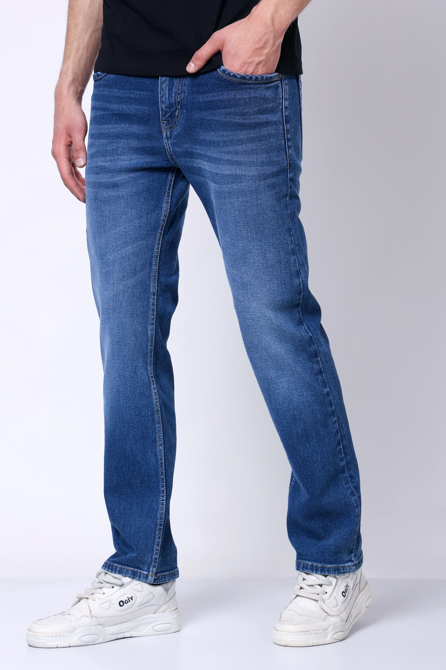 Stylox Men’s Mid-Rise Comfort Fit Stretchable Light Blue Denim Jeans - Stylox