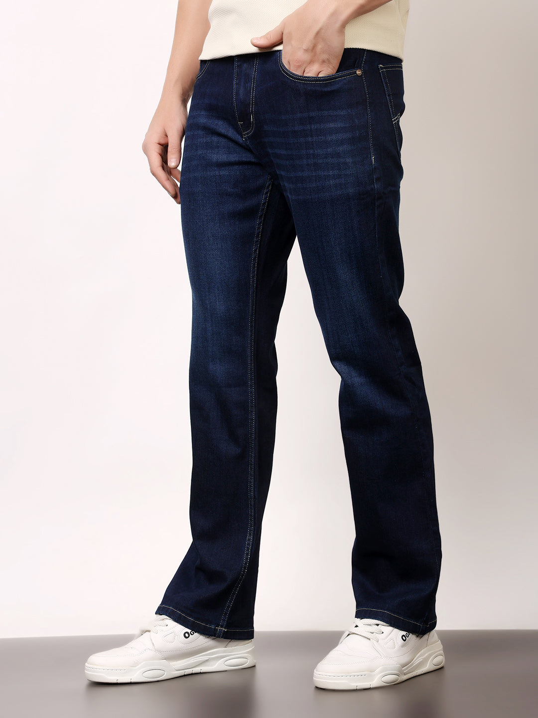 Stylox Men’s Bootcut Fit Solid Jeans | Classic Denim Mid-Rise Casual Wear for Men|J-08