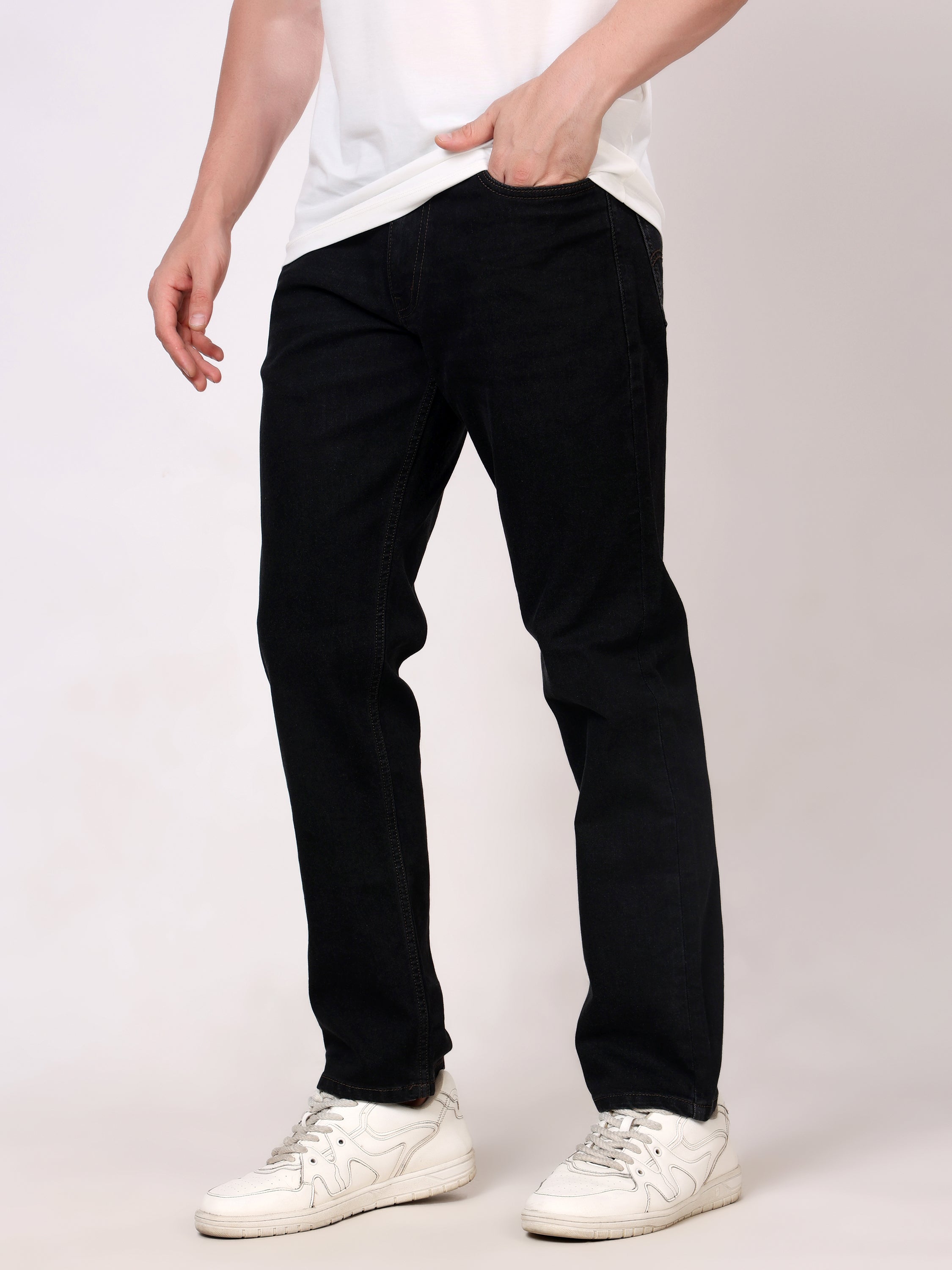 Stylox Men's Slim Fit Stretchable Solid Denim Jeans