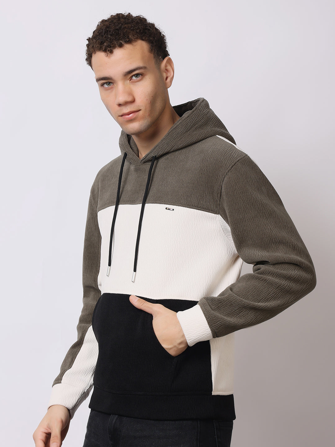 Stylox Men’s Colorblock Winter Hoodie – Warm Fleece Pullover with Kangaroo Pocket & Drawstring Hood